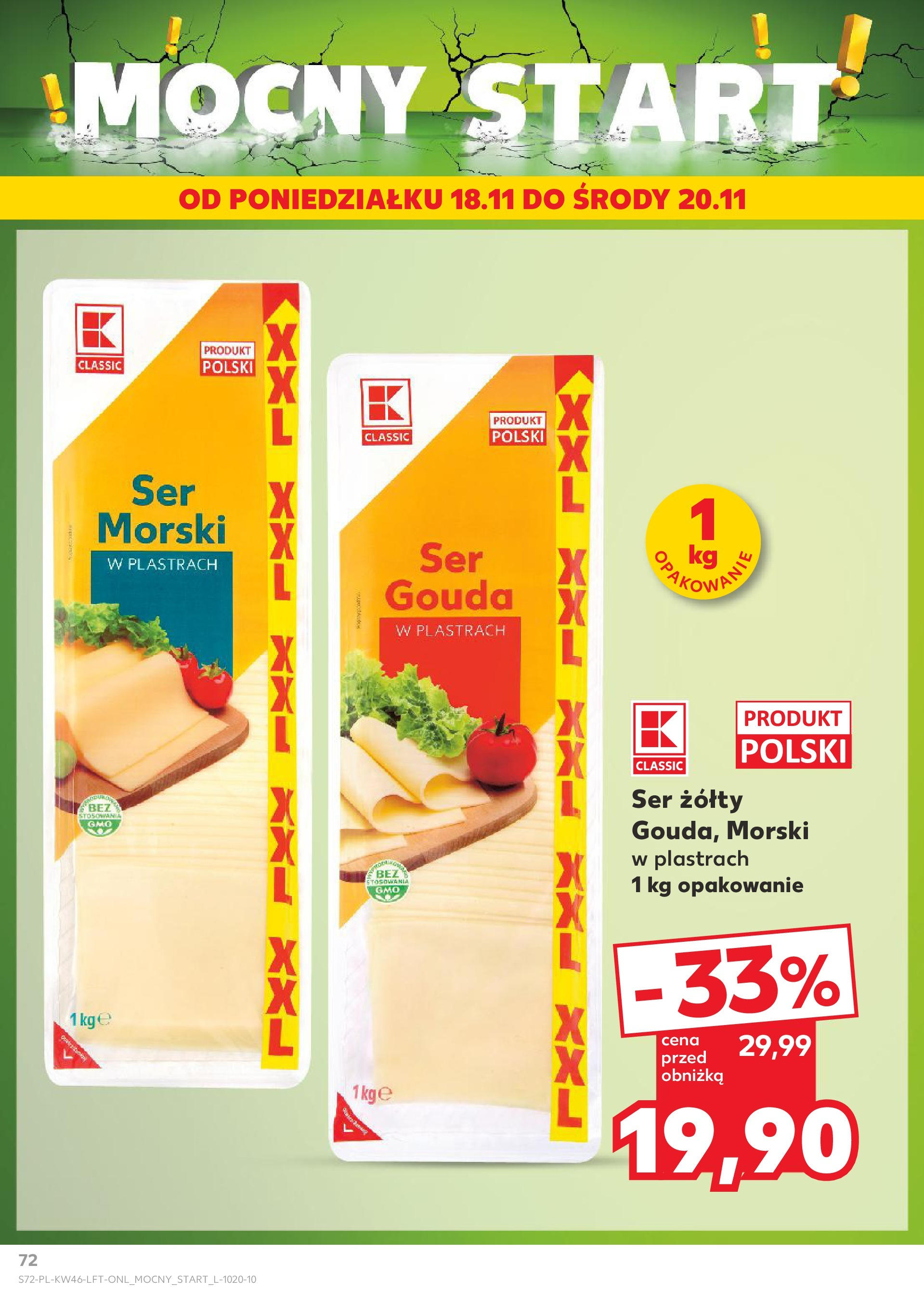 Kaufland gazetka (14.11.2024) od jutra ✳️ BLACK FRIDAY | Strona: 72 | Produkty: Ser żółty, Ser