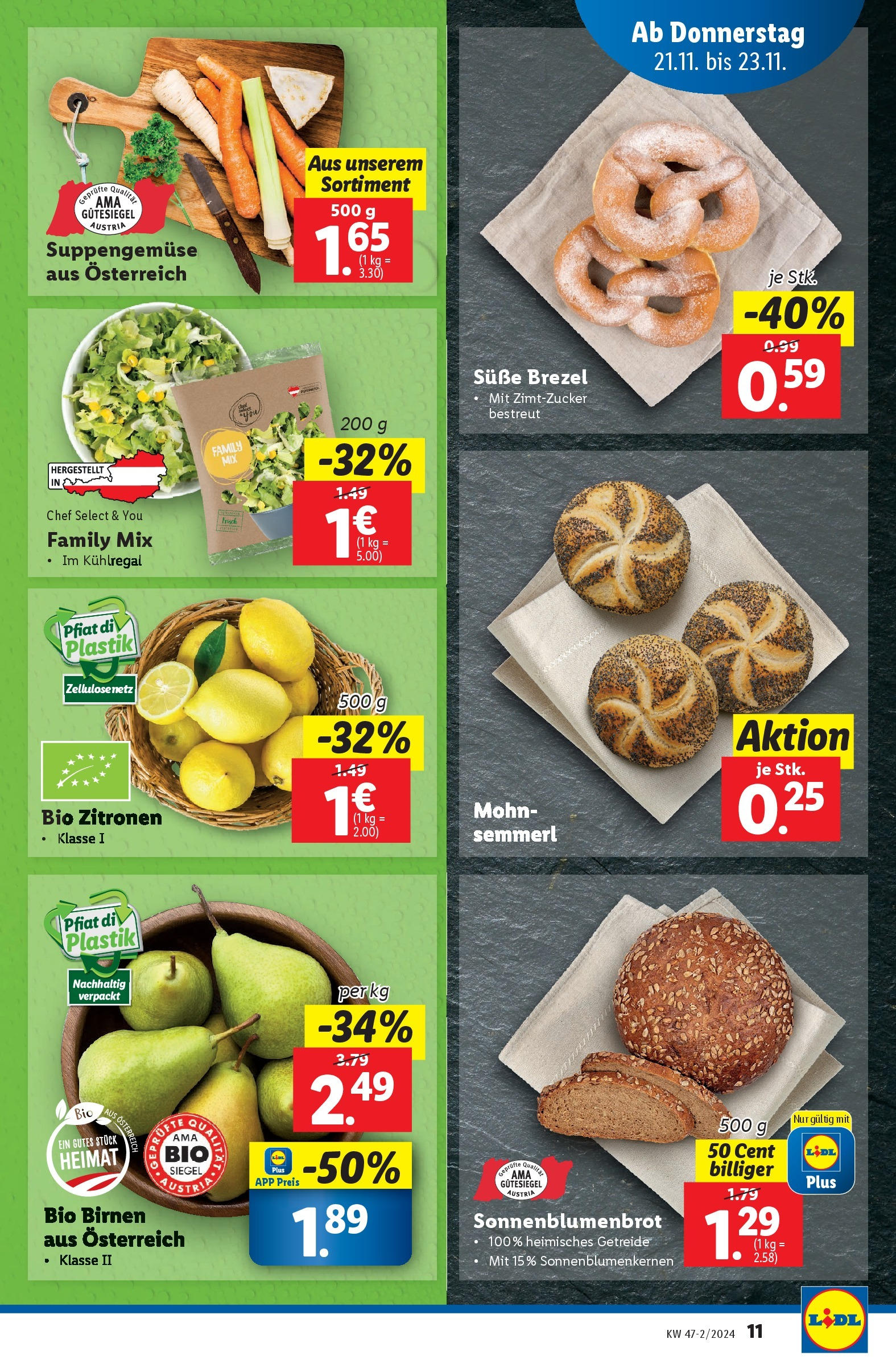 Lidl Flugblatt - Jenbach, Eferding, Dornbirn ab 21.11.2024 - Angebote ab donnerstag | Seite: 11 | Produkte: Getreide