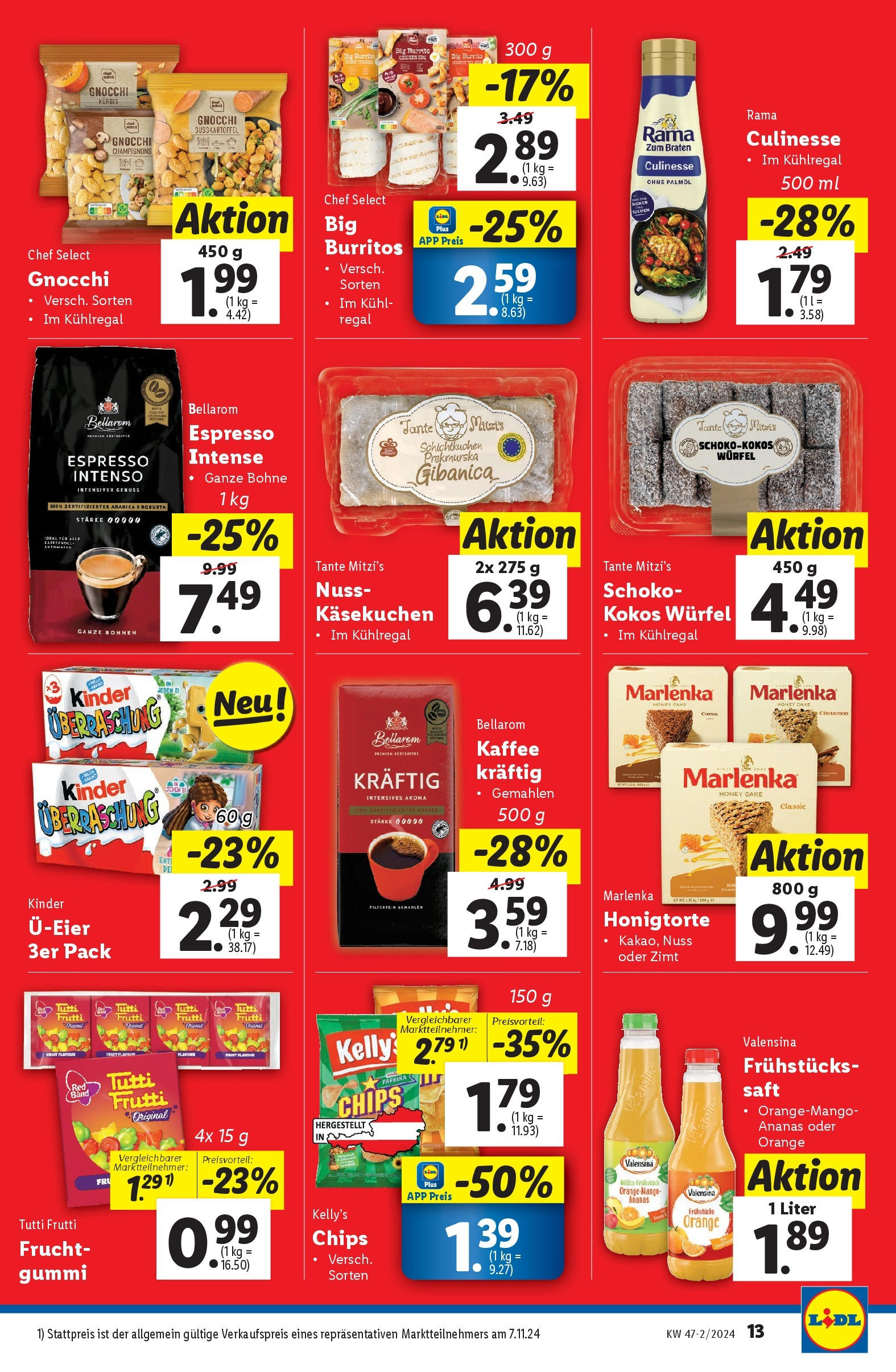 Lidl Flugblatt - Jenbach, Eferding, Dornbirn ab 21.11.2024 - Angebote ab donnerstag | Seite: 13 | Produkte: Chips, Kaffee, Saft, Ananas