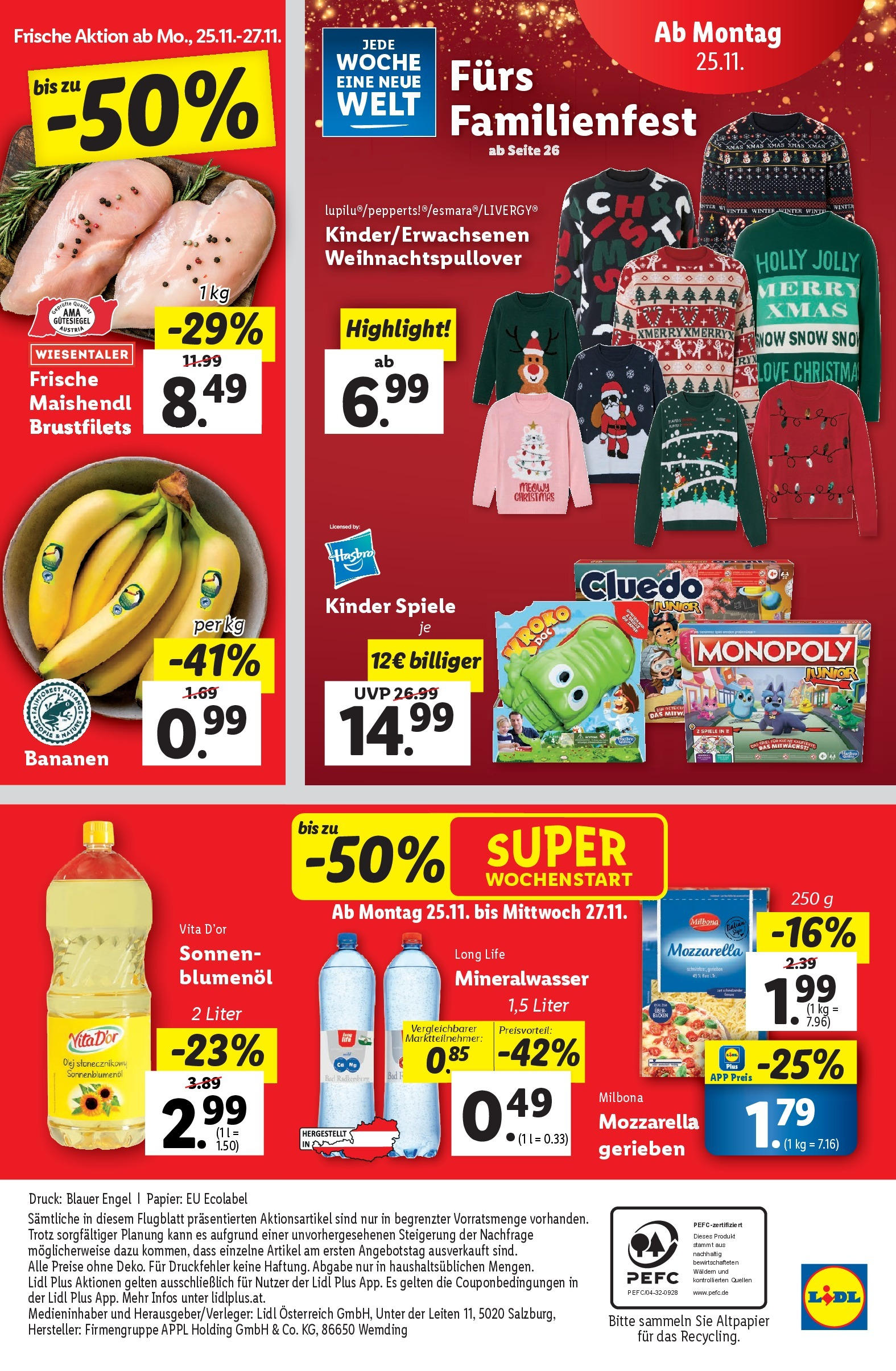 Lidl Flugblatt - Jenbach, Eferding, Dornbirn ab 21.11.2024 - Angebote ab donnerstag | Seite: 42 | Produkte: Bananen