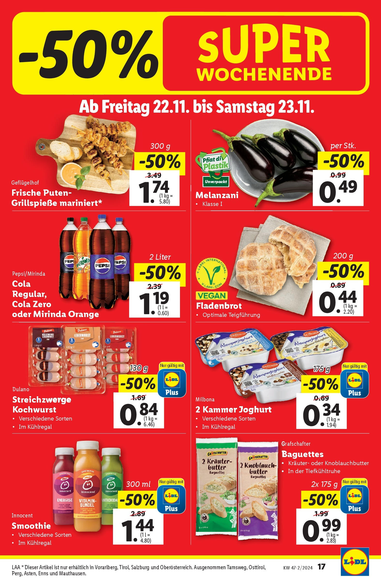 Lidl Flugblatt - Jenbach, Eferding, Dornbirn ab 21.11.2024 - Angebote ab donnerstag | Seite: 17 | Produkte: Knoblauch, Butter, Joghurt