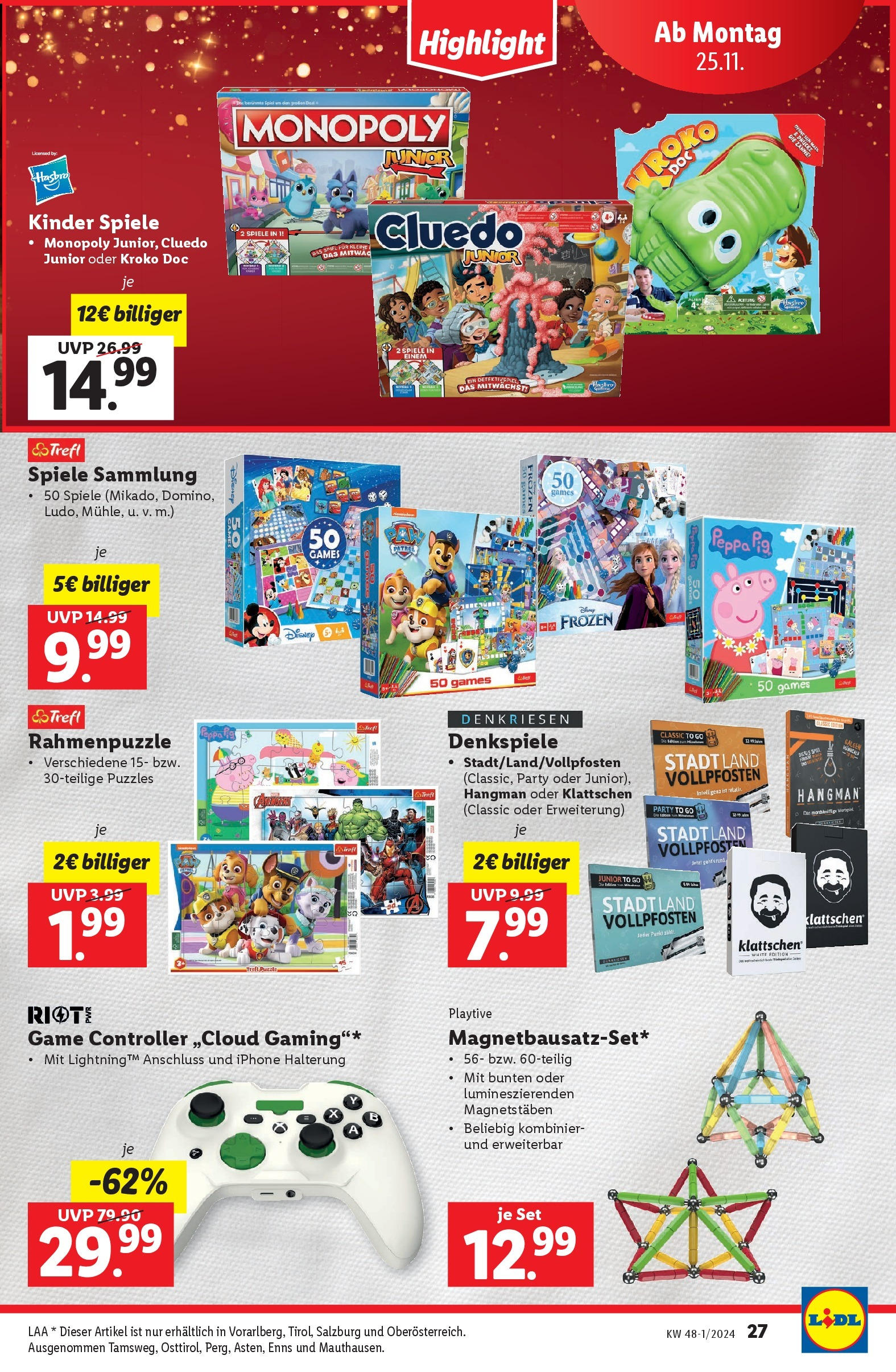 Lidl Flugblatt - Jenbach, Eferding, Dornbirn ab 21.11.2024 - Angebote ab donnerstag | Seite: 29 | Produkte: Spiel, Iphone