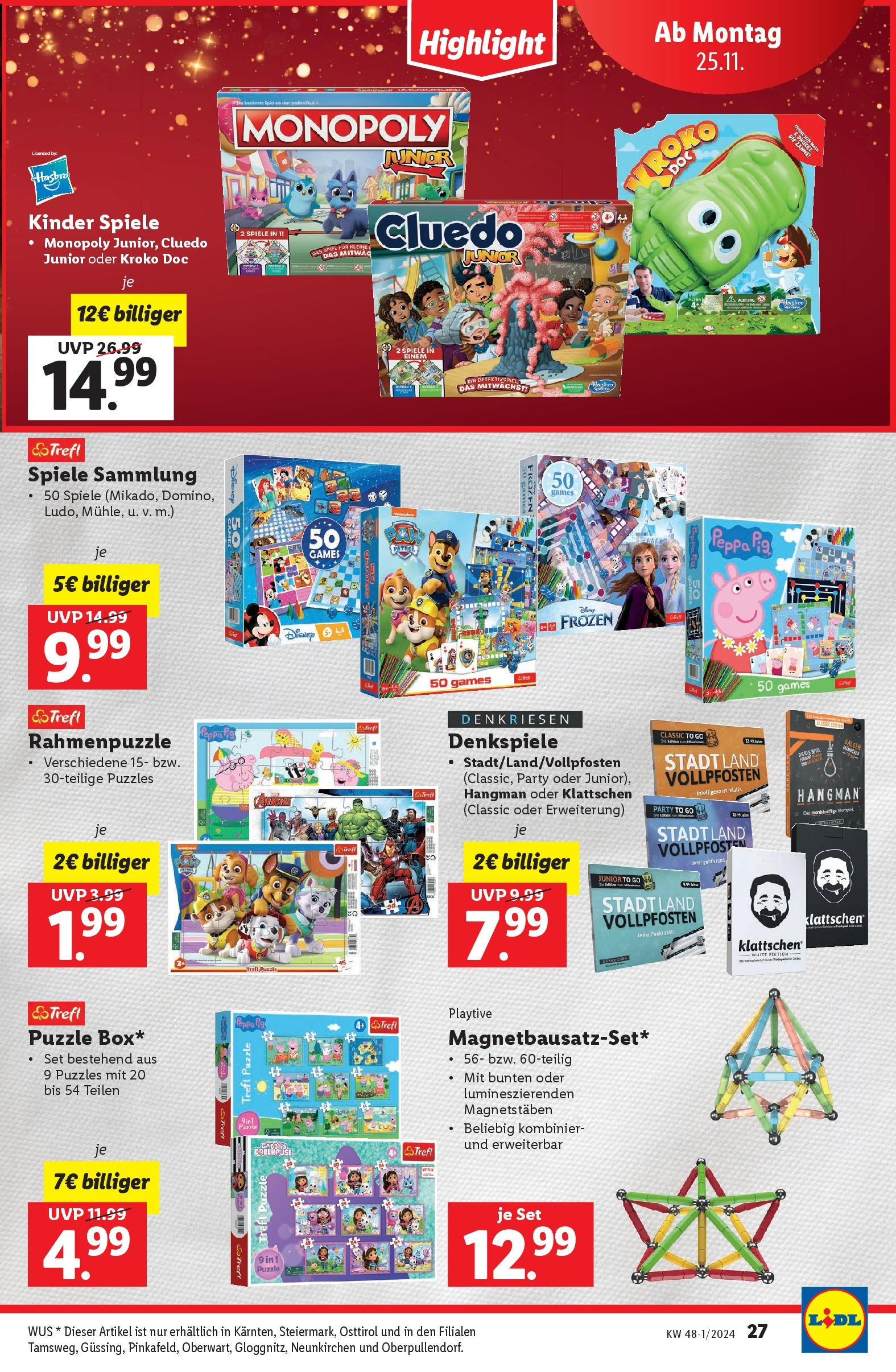 Lidl Flugblatt - Fohnsdorf, Neunkirchen, Graz ab 21.11.2024 - Angebote ab donnerstag | Seite: 29 | Produkte: Spiel