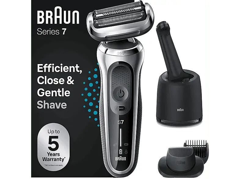 Braun 71-S 7500CC Series 7 Elektrorasierer mit Barttrimmer & Reinigungsstation (Akkubetrieb, Schwarz, Nass- und Trocken)