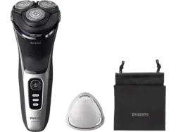 Philips S3241/12, Series 3000 Elektrischer Herrenrasierer (Akkubetrieb, Space Grau, Wet & Dry mit 5-dimensional bewegl. Flex-Scherköpfe)