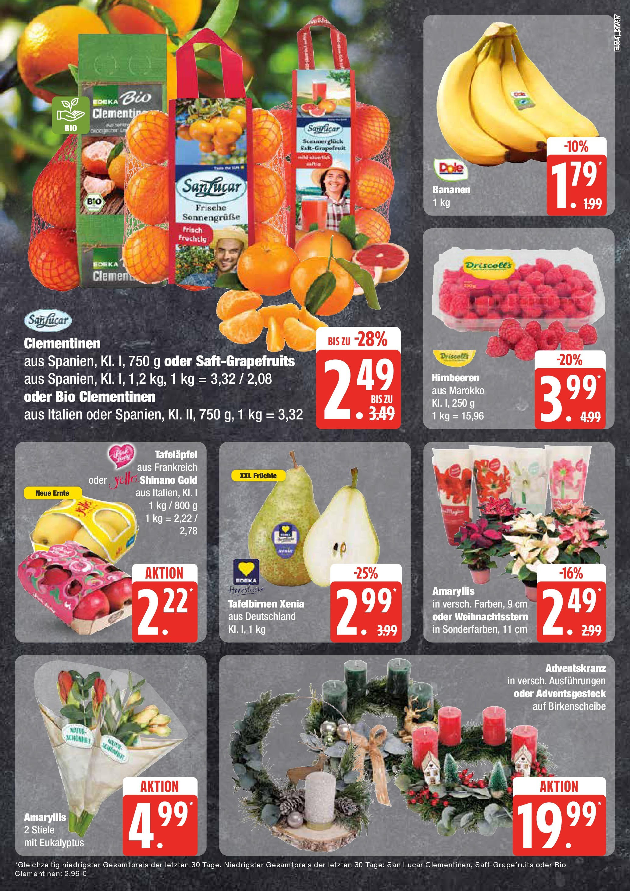 Edeka - EDEKA: Wochenangebote (ab 17.11.2024) » Angebote Online | Seite: 5 | Produkte: Himbeeren, Bananen