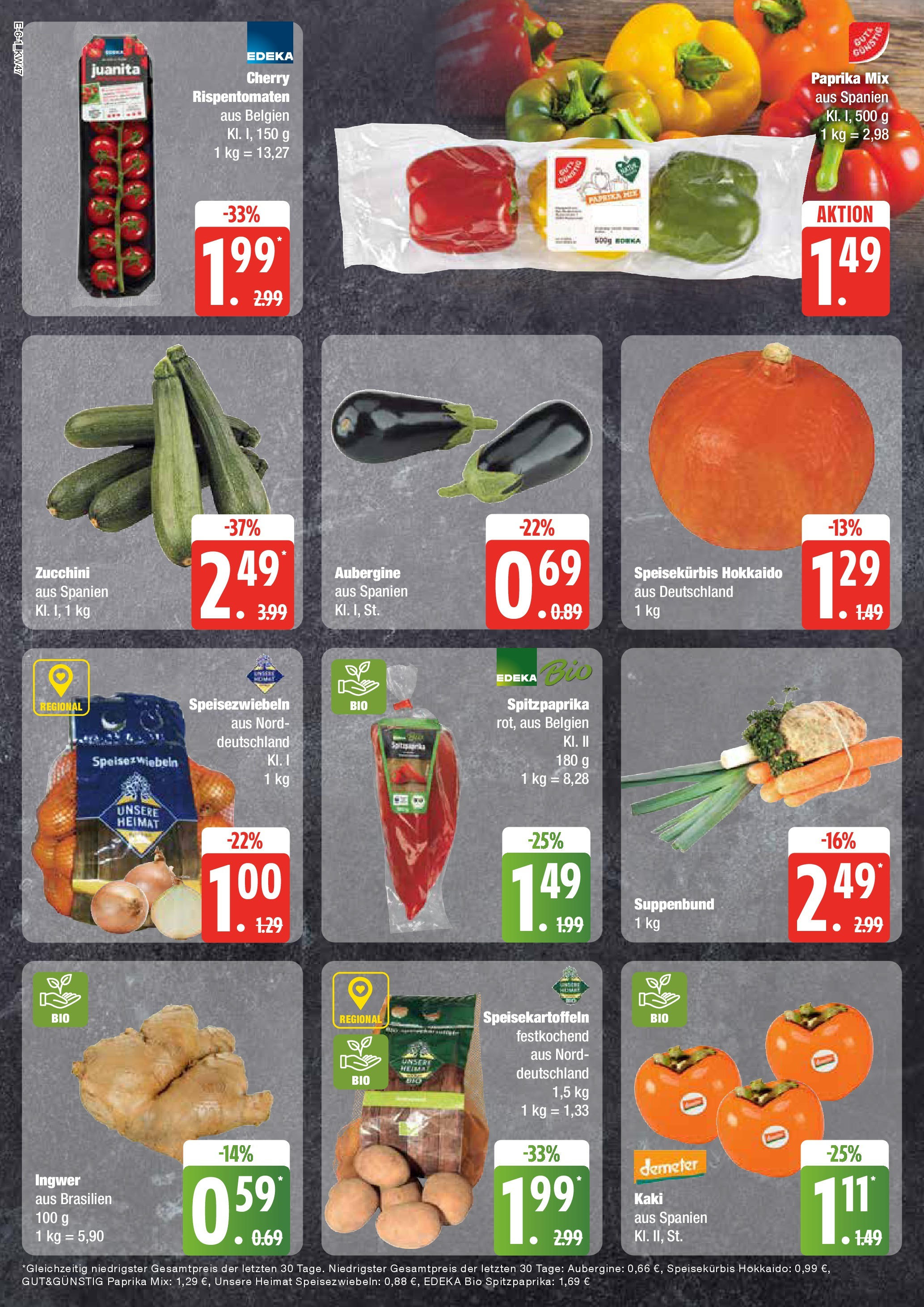 Edeka - EDEKA: Wochenangebote (ab 17.11.2024) » Angebote Online | Seite: 6 | Produkte: Paprika, Aubergine, Zucchini