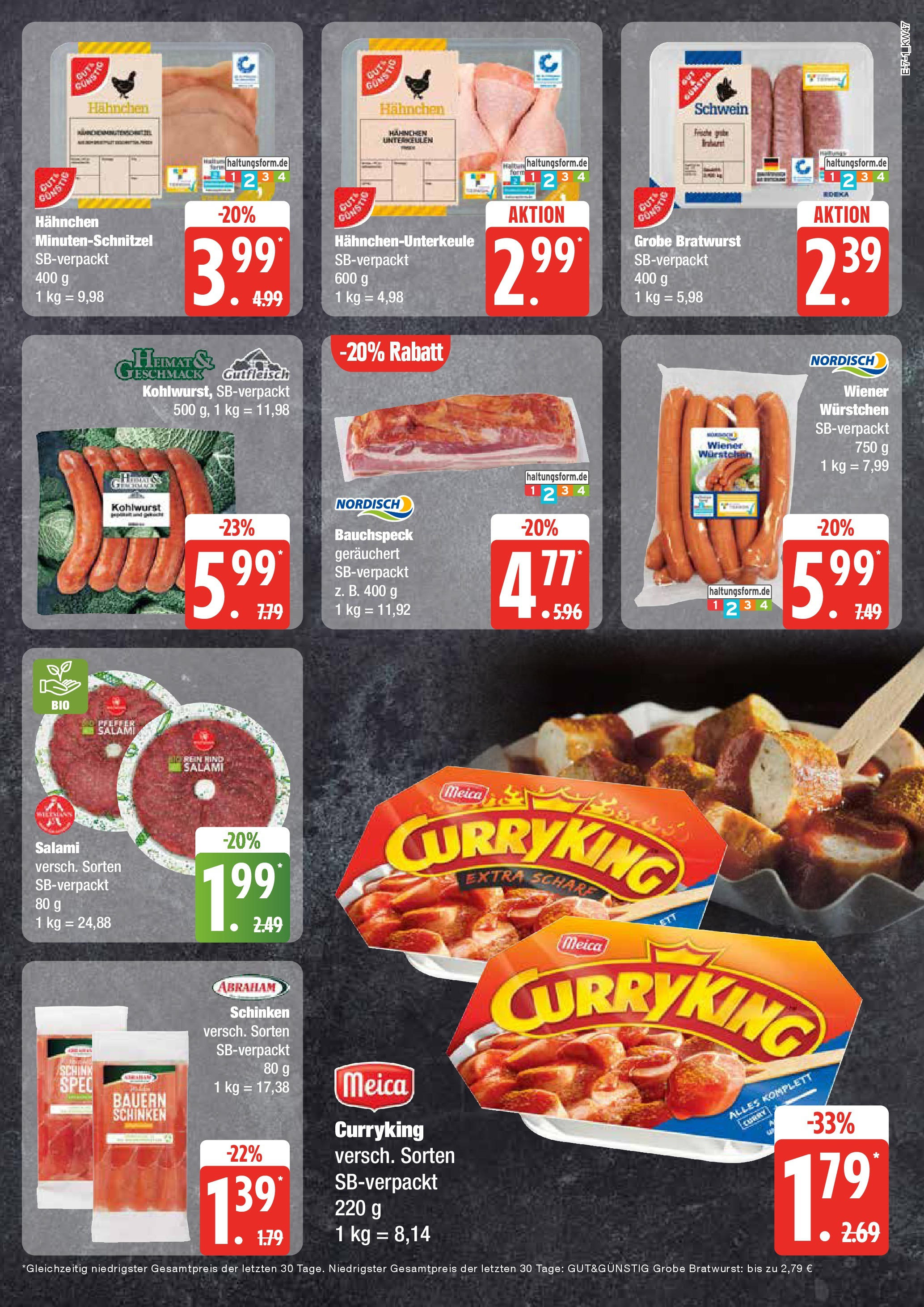 Edeka - EDEKA: Wochenangebote (ab 17.11.2024) » Angebote Online | Seite: 7 | Produkte: Bratwurst, Meica, Salami, Schinken