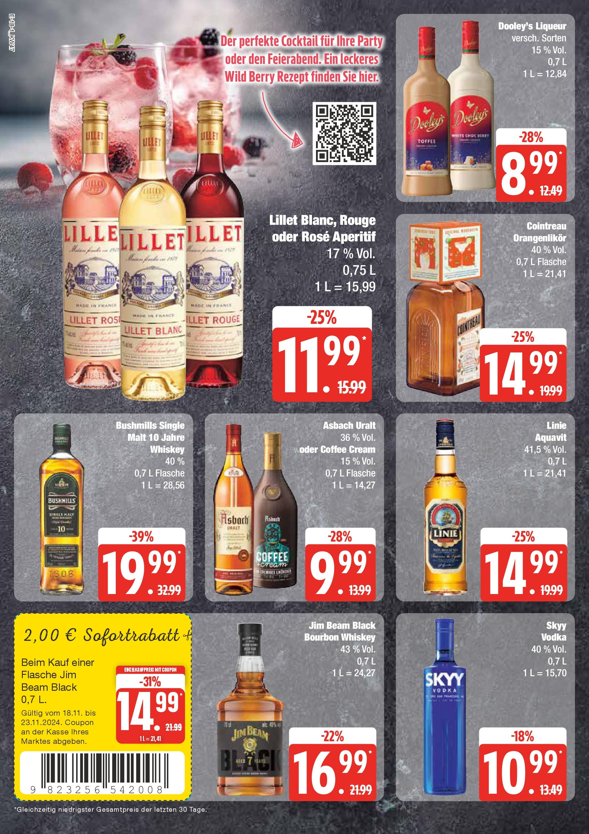 Edeka - EDEKA: Wochenangebote (ab 17.11.2024) » Angebote Online | Seite: 18 | Produkte: Jim beam, Vodka, Bourbon, Whiskey