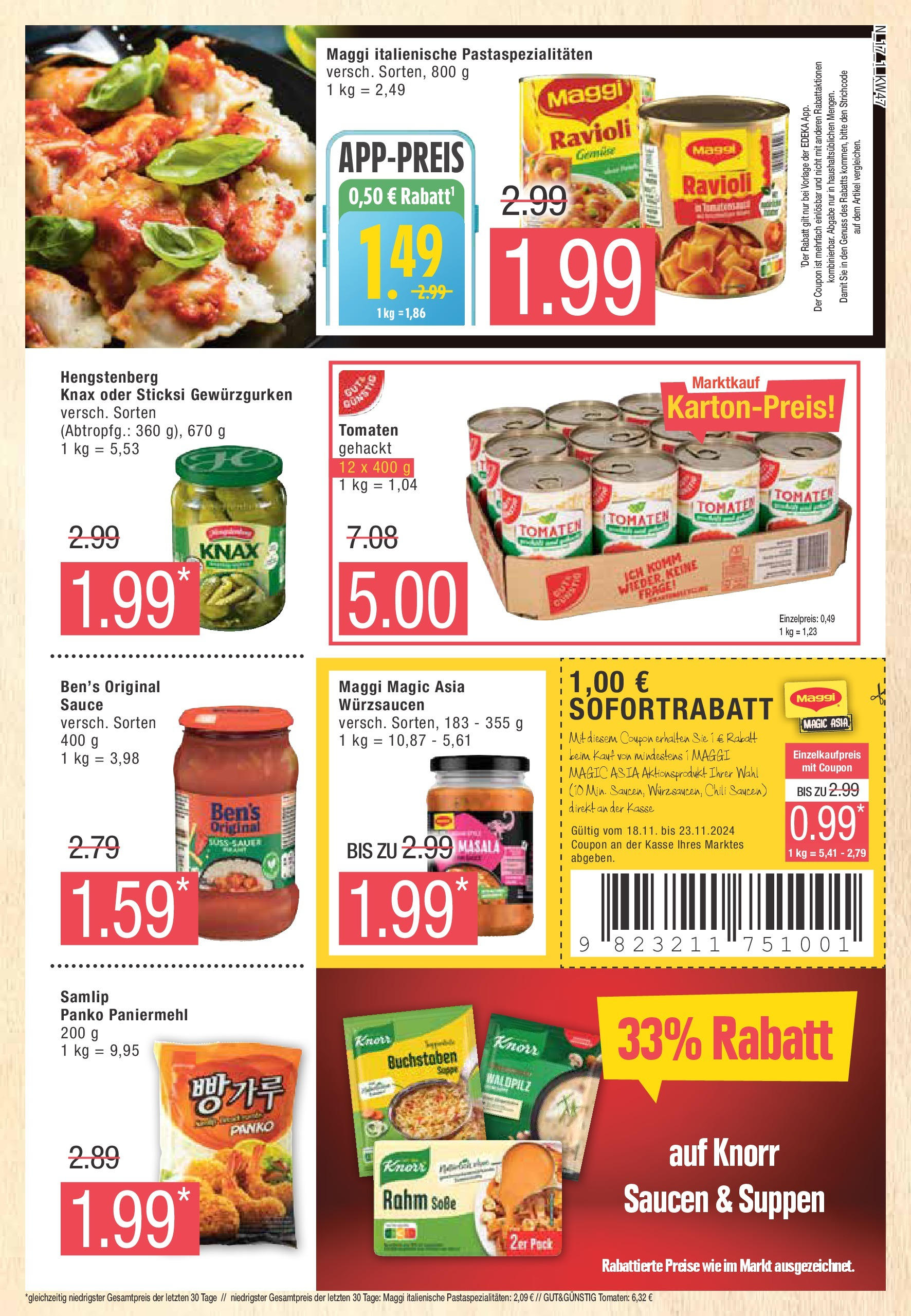 Marktkauf - Buxtehude, Bahnhofstraße 4 (ab 18.11.2024) » Angebote online | Seite: 17 | Produkte: Maggi, Tomaten, Knorr, Chili