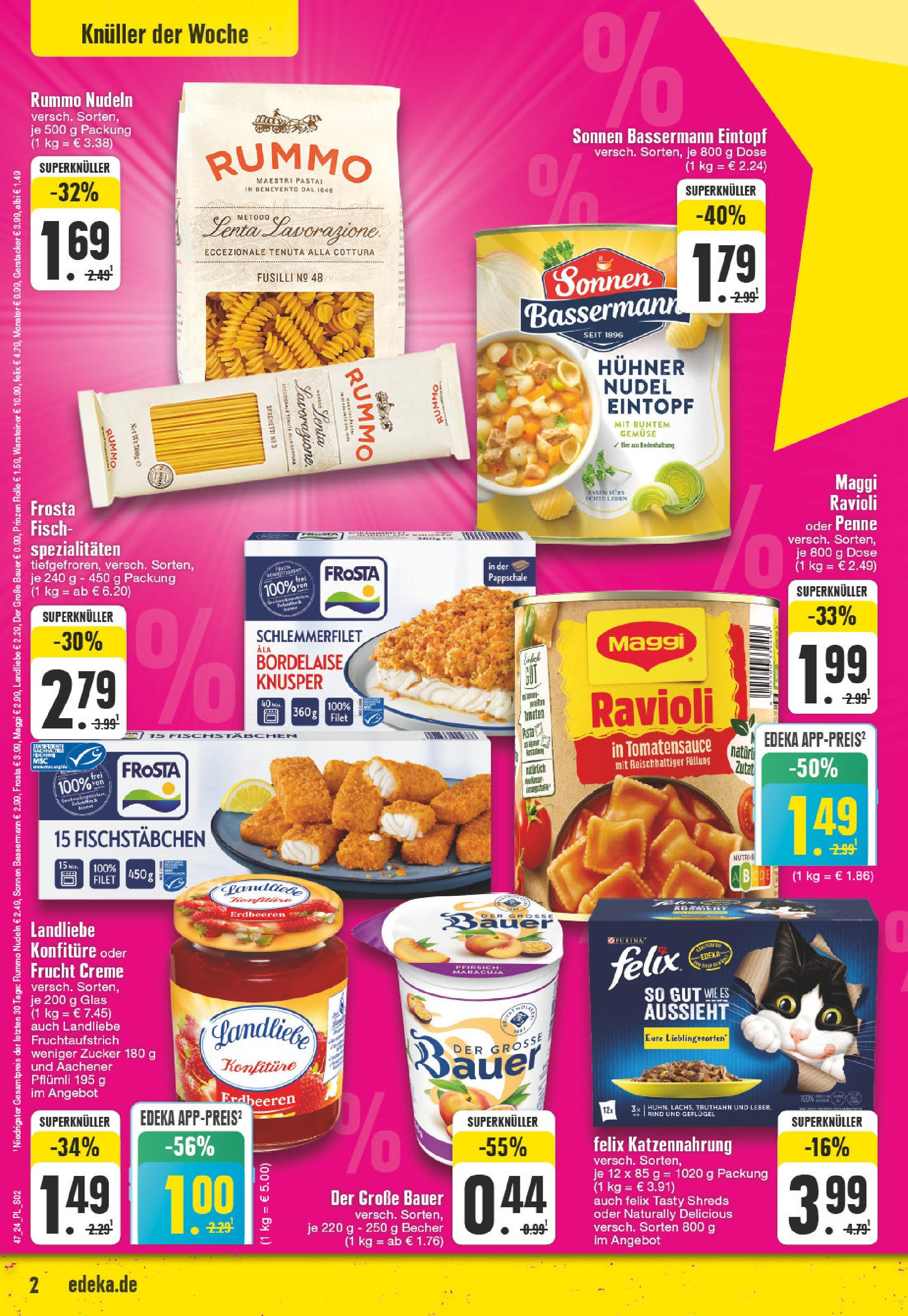 Edeka - E center: Wochenangebote (ab 17.11.2024) » Angebote Online | Seite: 2 | Produkte: Eier, Fisch, Monster, Pfirsich