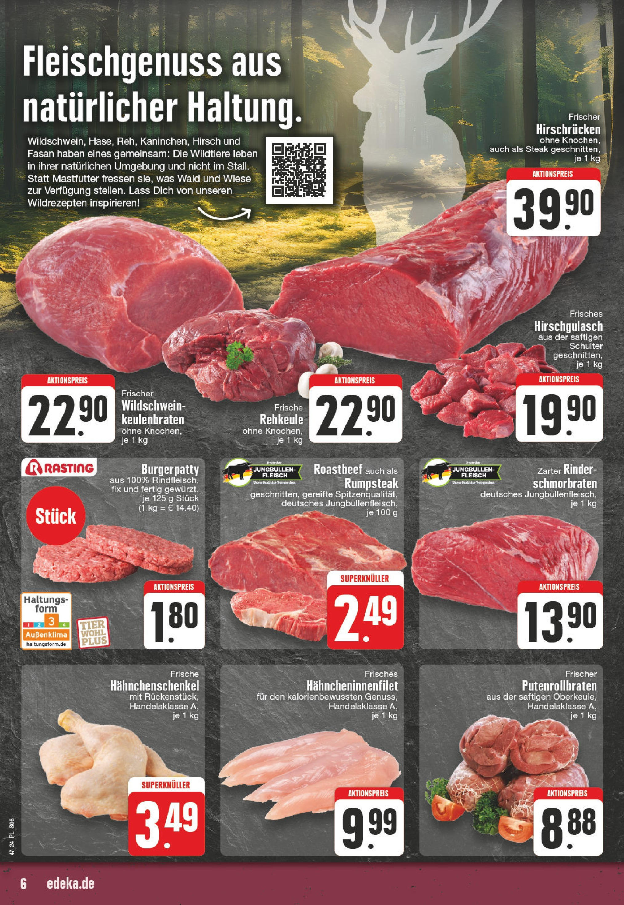 Edeka - E center: Wochenangebote (ab 17.11.2024) » Angebote Online | Seite: 6 | Produkte: Rumpsteak, Hahnchenschenkel, Roastbeef, Steak