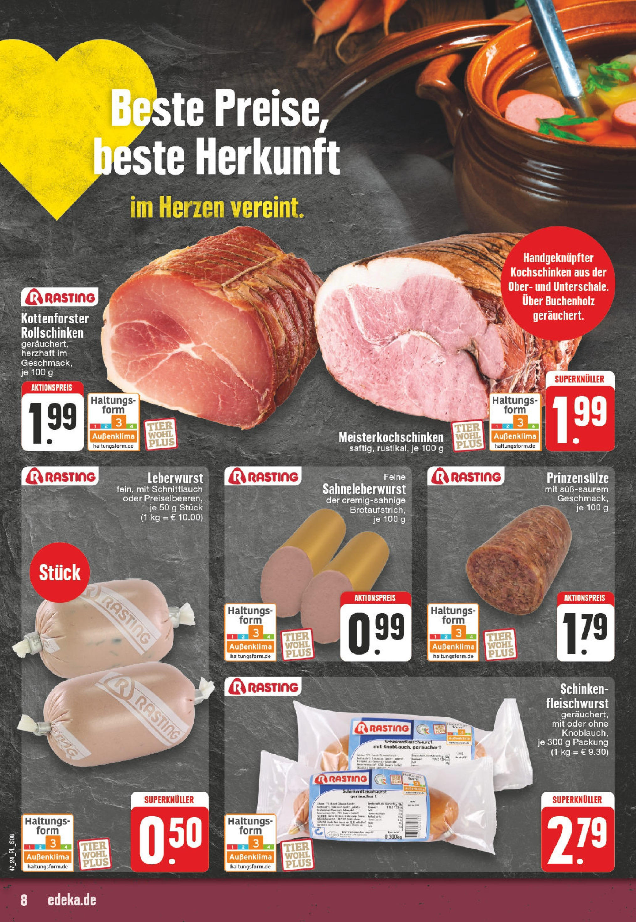 Edeka - E center: Wochenangebote (ab 17.11.2024) » Angebote Online | Seite: 8 | Produkte: Schinken