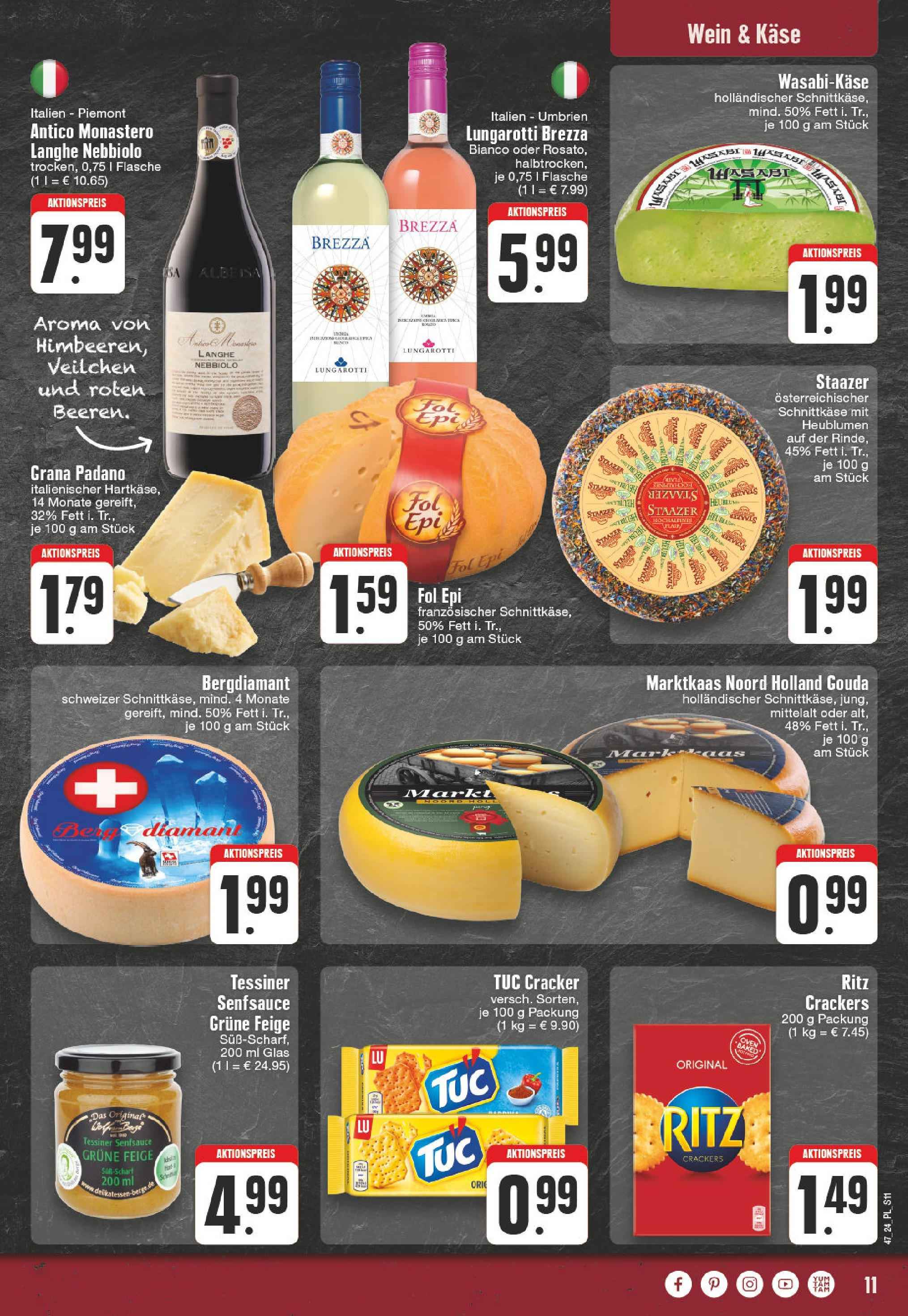 Edeka - E center: Wochenangebote (ab 17.11.2024) » Angebote Online | Seite: 11 | Produkte: Käse, Gouda, Wein