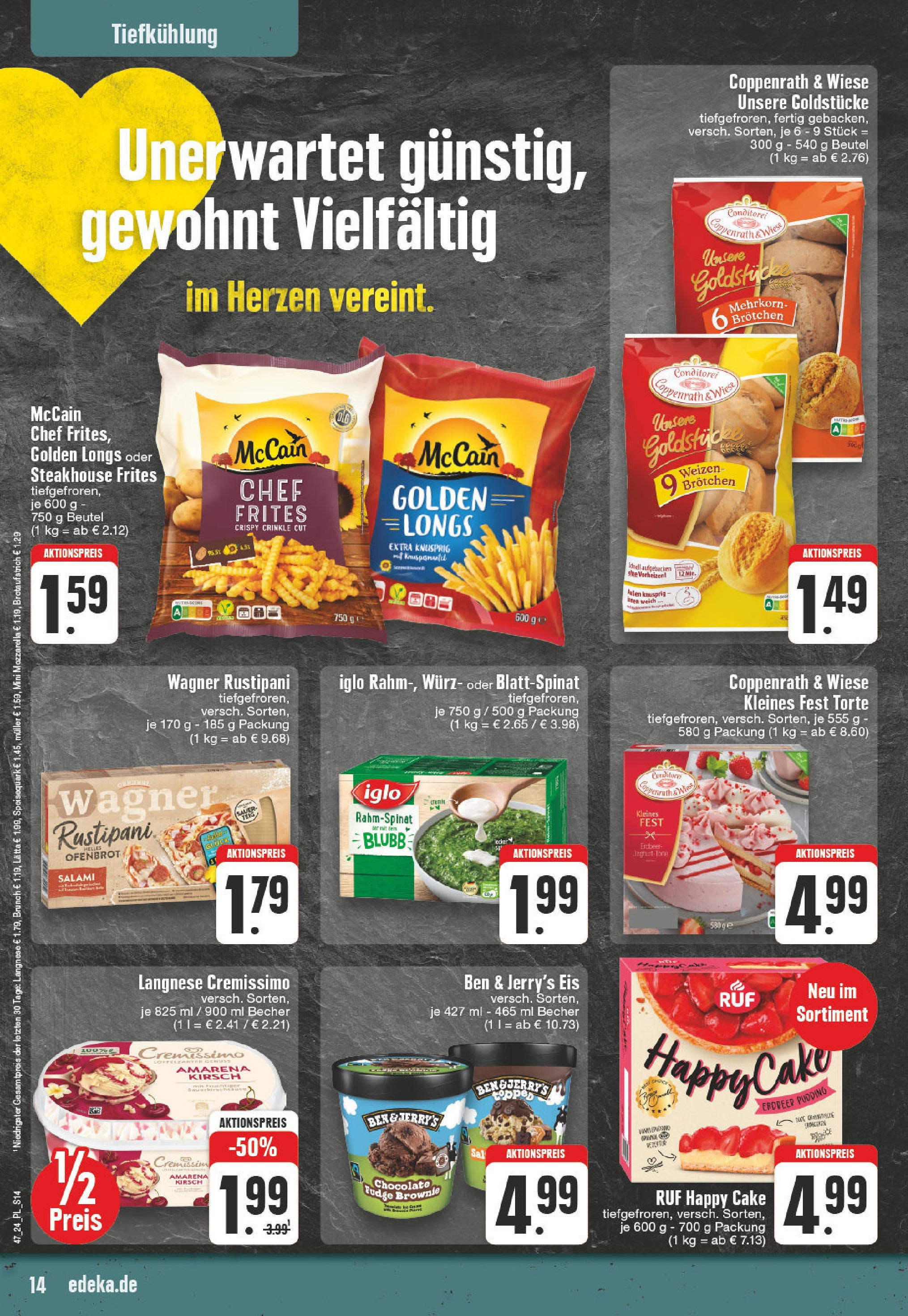 Edeka - E center: Wochenangebote (ab 17.11.2024) » Angebote Online | Seite: 14 | Produkte: Langnese, Langnese cremissimo, Pudding, Lätta