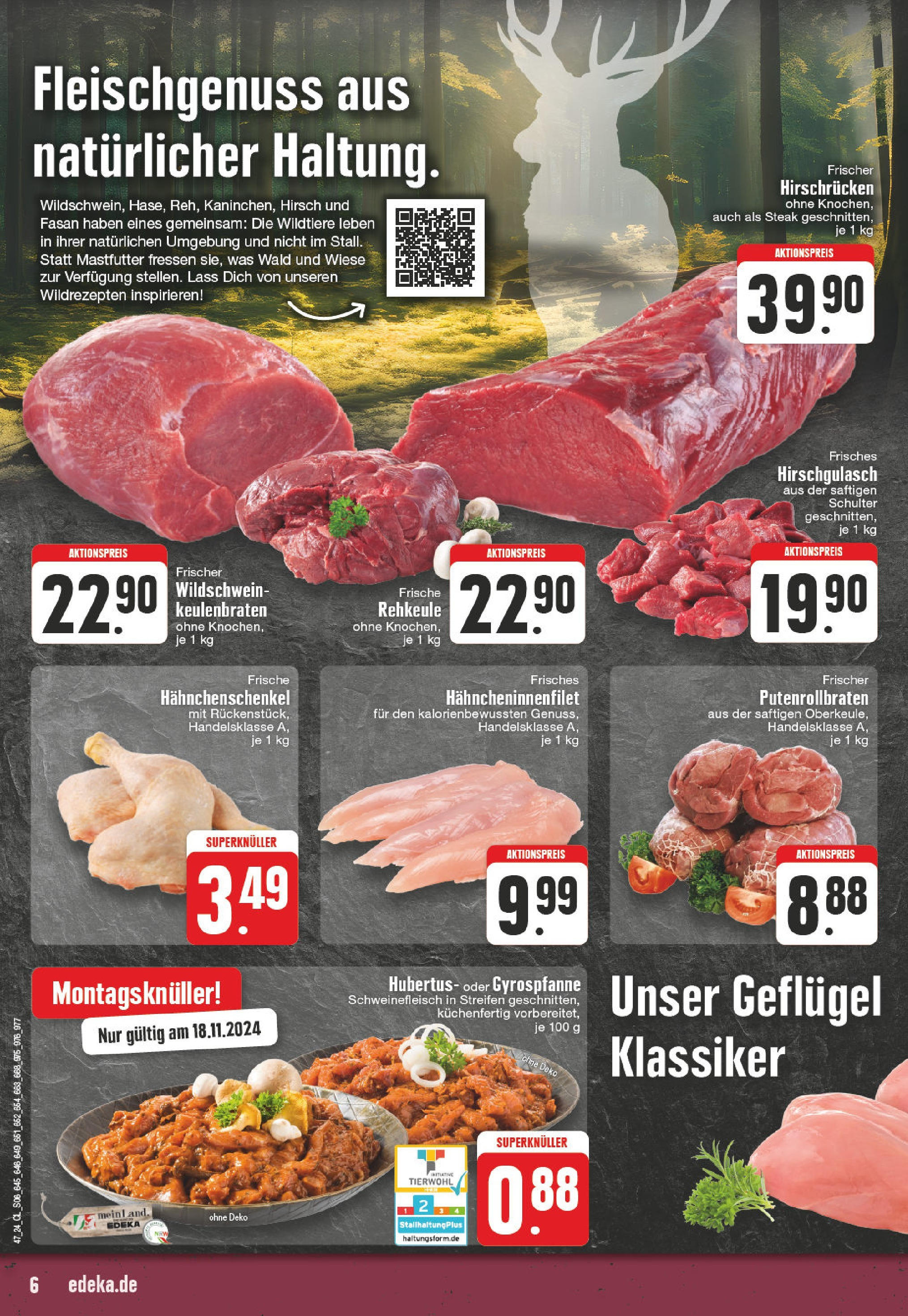 Edeka - EDEKA: Wochenangebote (ab 17.11.2024) » Angebote Online | Seite: 6 | Produkte: Hahnchenschenkel, Schweinefleisch, Steak