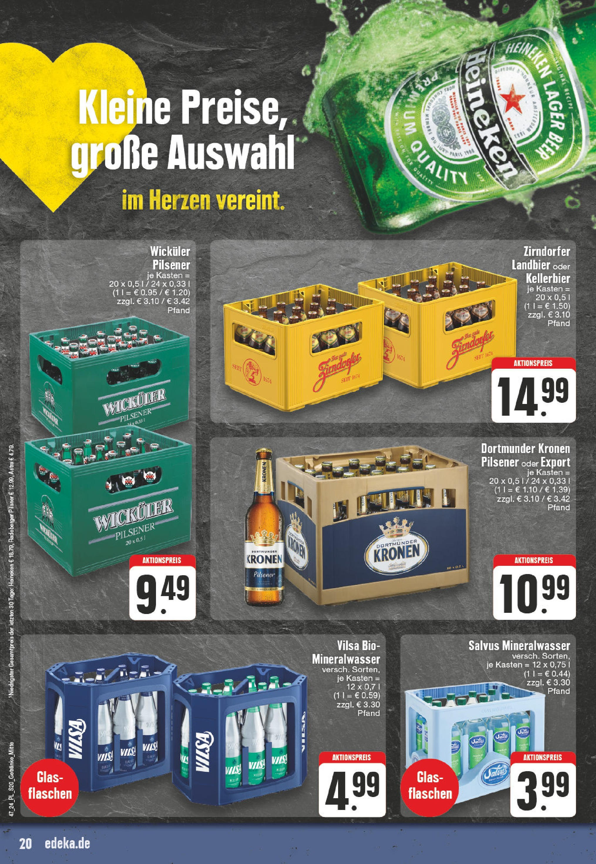 Edeka - E center: Wochenangebote (ab 17.11.2024) » Angebote Online | Seite: 20 | Produkte: Astra, Mineralwasser, Heineken, Radeberger pilsner