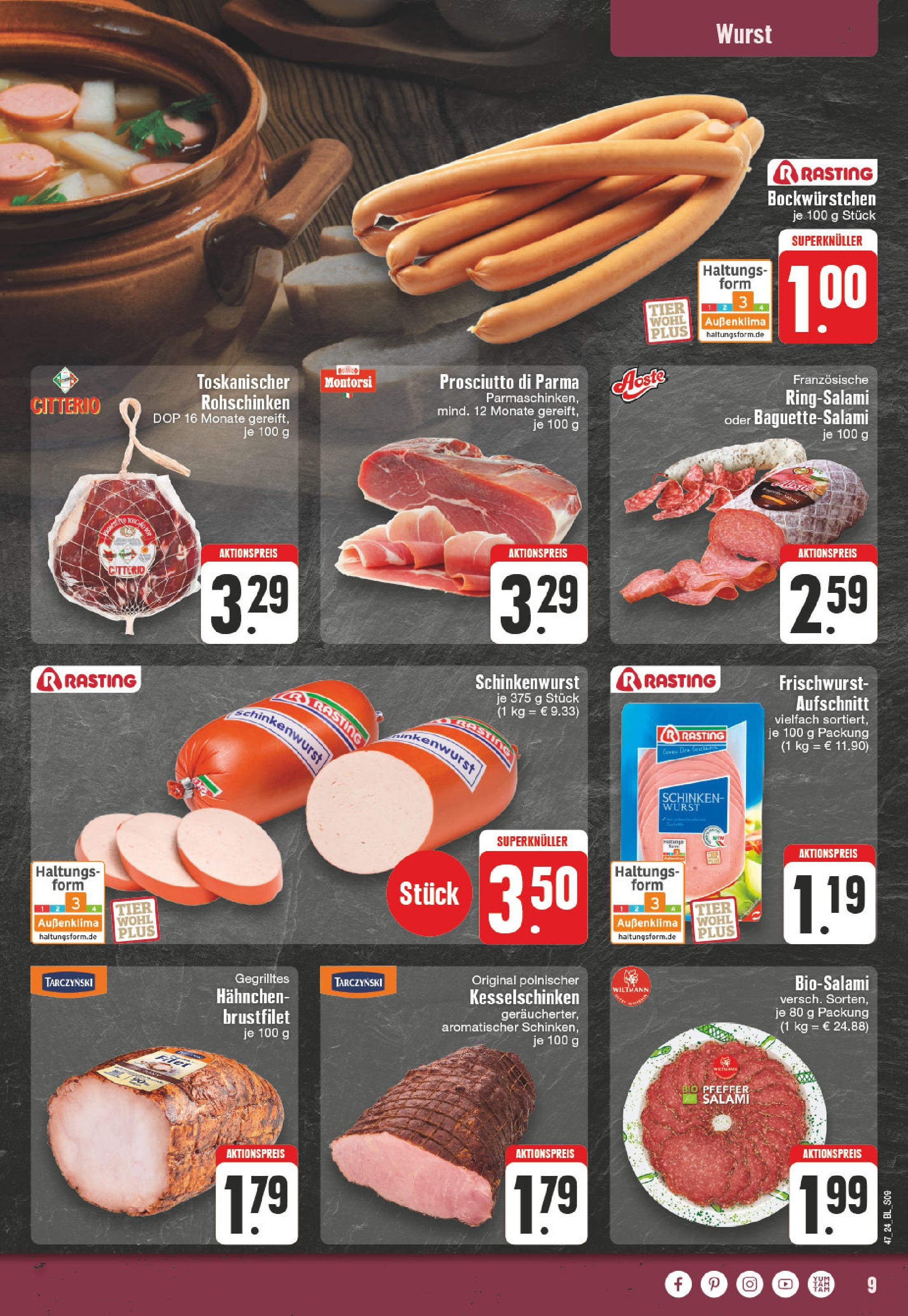 %pobočka% (ab 17.11.2024) » Angebote Online | Seite: 9 | Produkte: Hahnchen, Wurst, Schinken