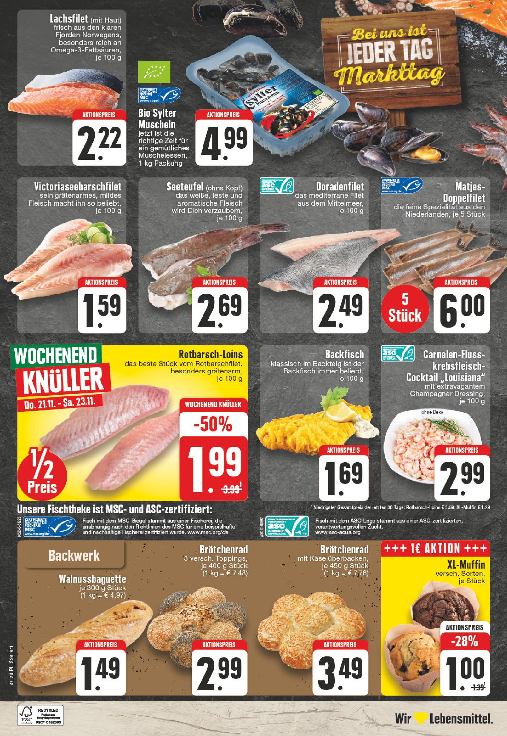 Edeka - E center: Wochenangebote (ab 17.11.2024) » Angebote Online | Seite: 28 | Produkte: Käse, Fisch, Fleisch