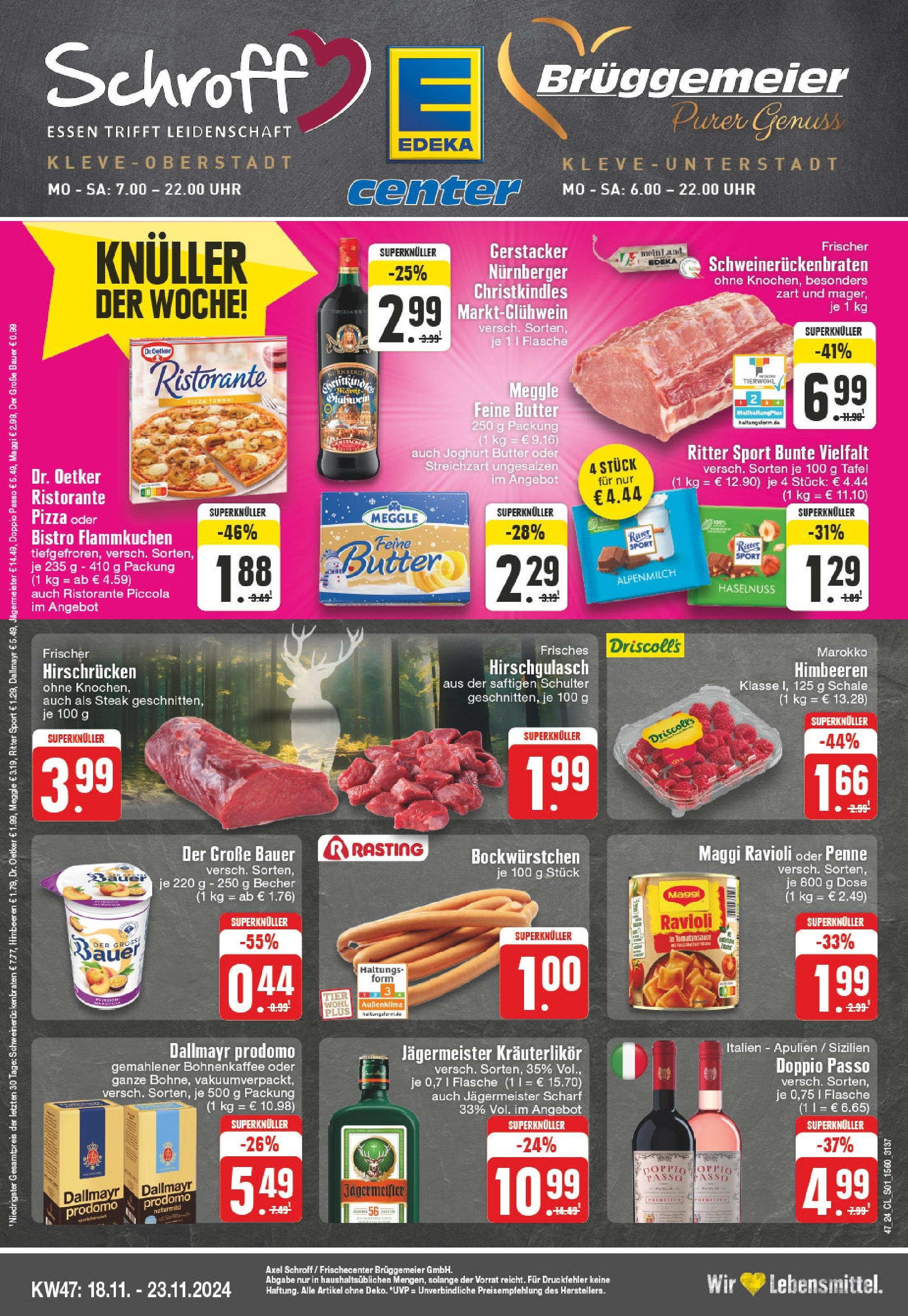 Edeka - E center: Wochenangebote (ab 17.11.2024) » Angebote Online | Seite: 1 | Produkte: Butter, Doppio Passo, Pizza, Steak