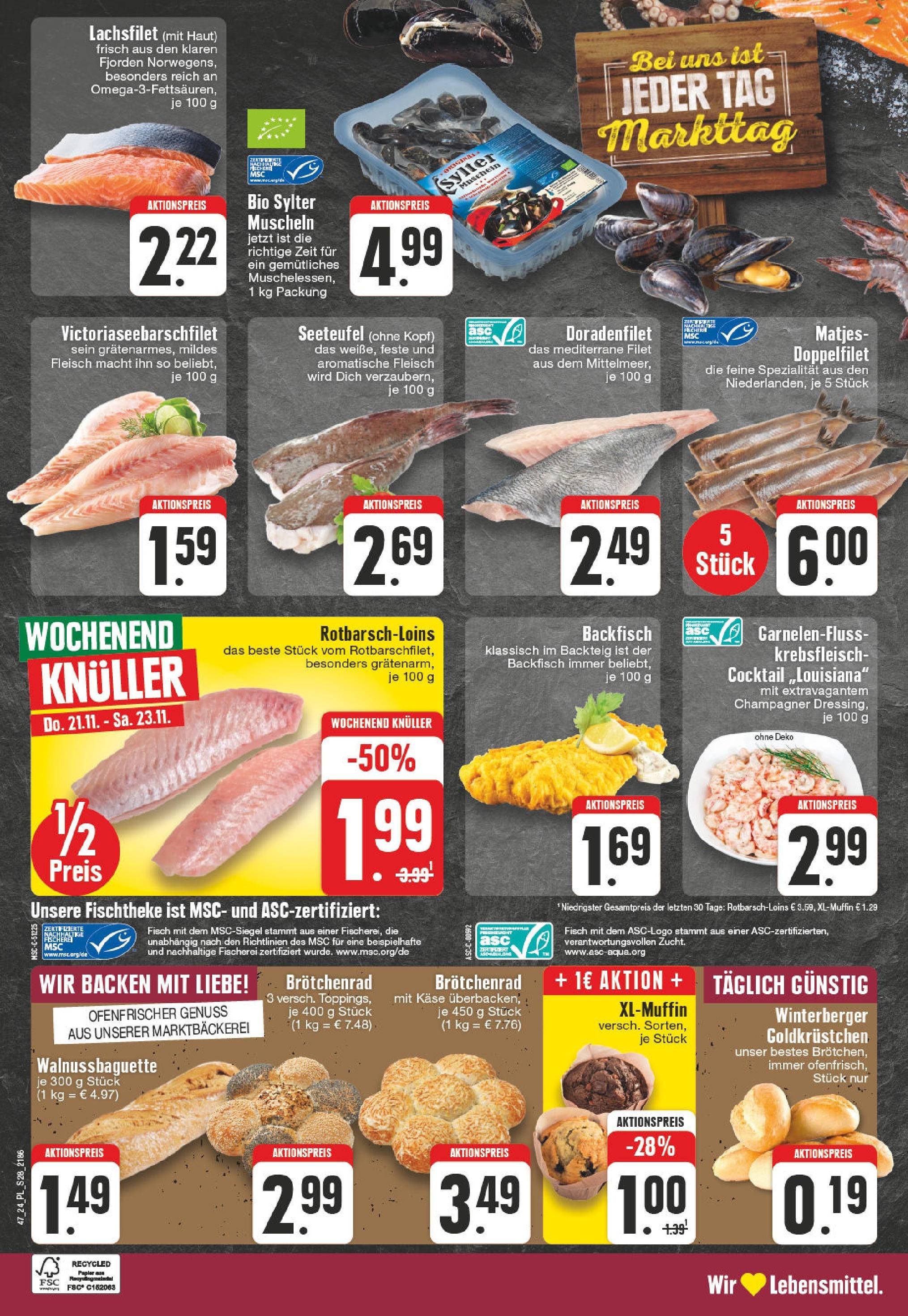 Edeka - E center: Wochenangebote (ab 17.11.2024) » Angebote Online | Seite: 28 | Produkte: Käse, Fisch, Fleisch