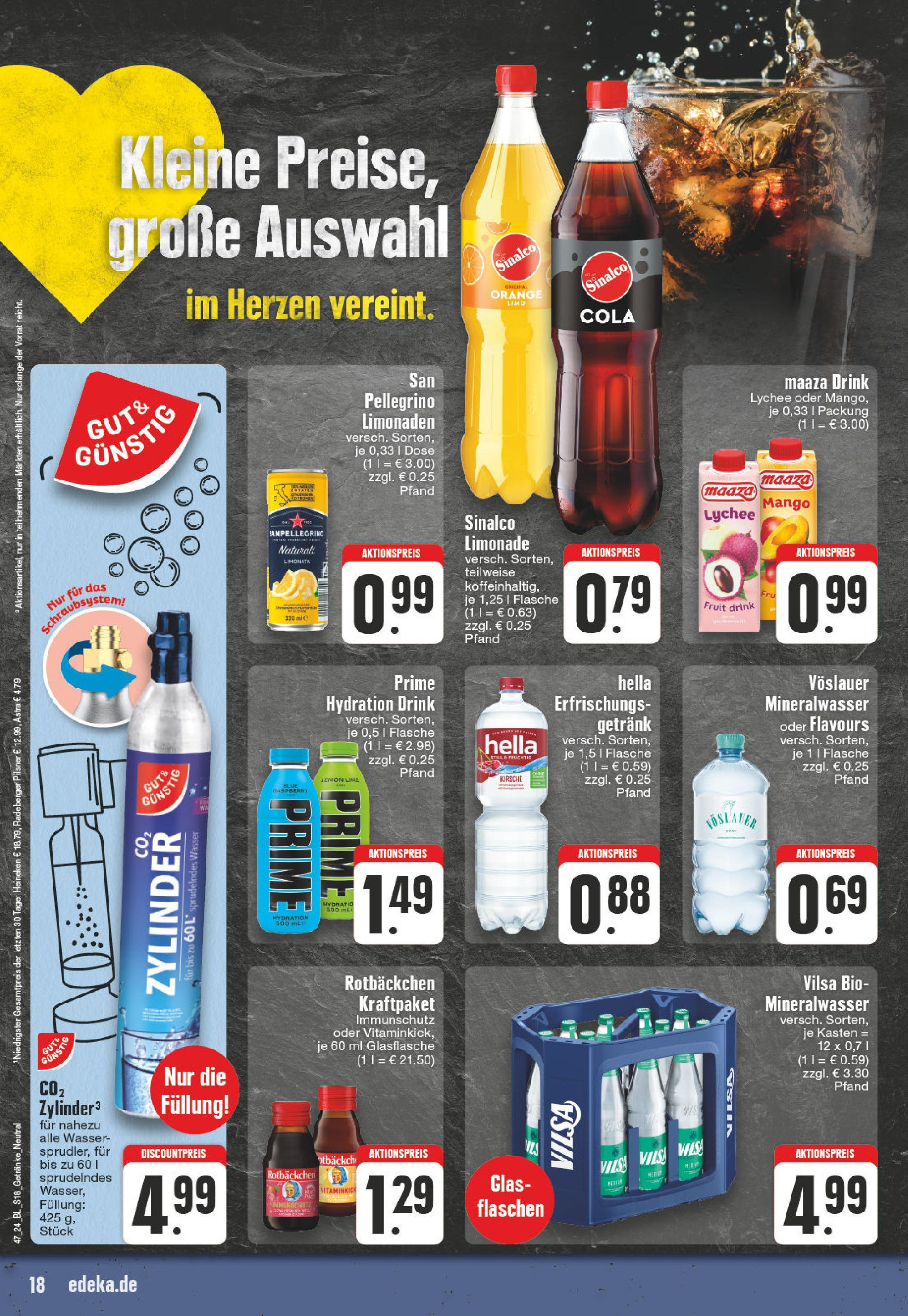 Edeka - EDEKA: Wochenangebote (ab 17.11.2024) » Angebote Online | Seite: 18 | Produkte: Astra, Limonade, Wasser, Radeberger pilsner