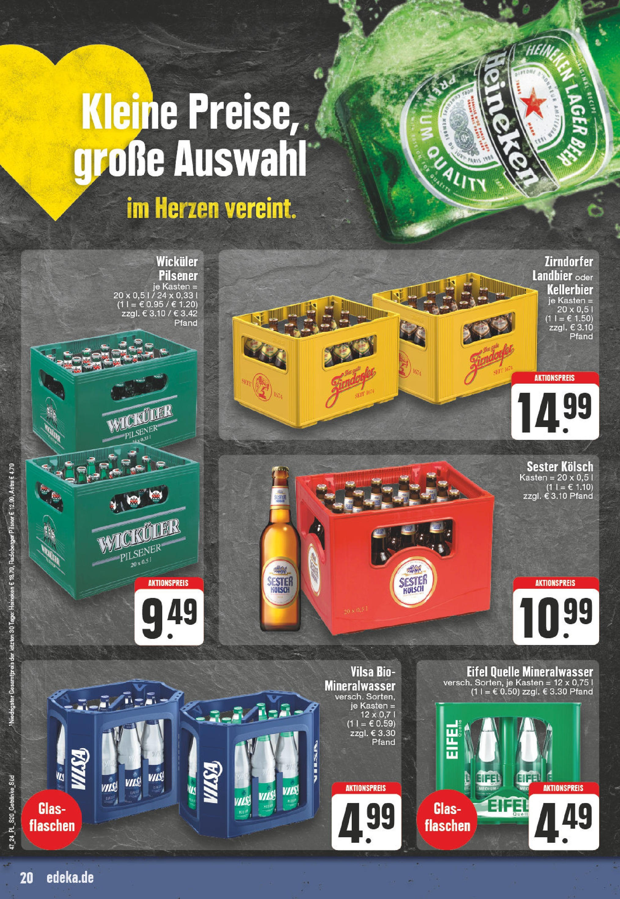 Edeka - E center: Wochenangebote (ab 17.11.2024) » Angebote Online | Seite: 20 | Produkte: Astra, Mineralwasser, Heineken, Radeberger pilsner