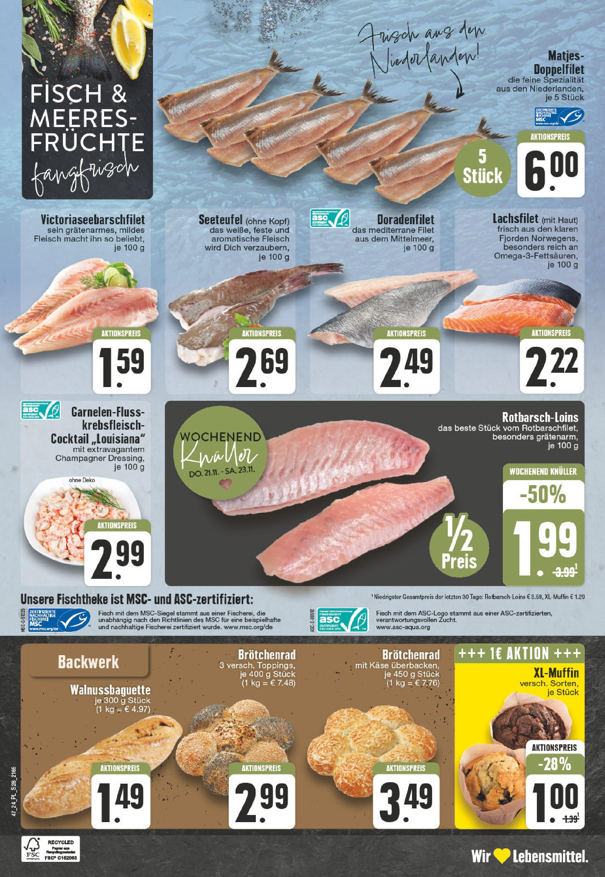 Edeka - E center: Wochenangebote (ab 17.11.2024) » Angebote Online | Seite: 28 | Produkte: Käse, Fisch, Fleisch