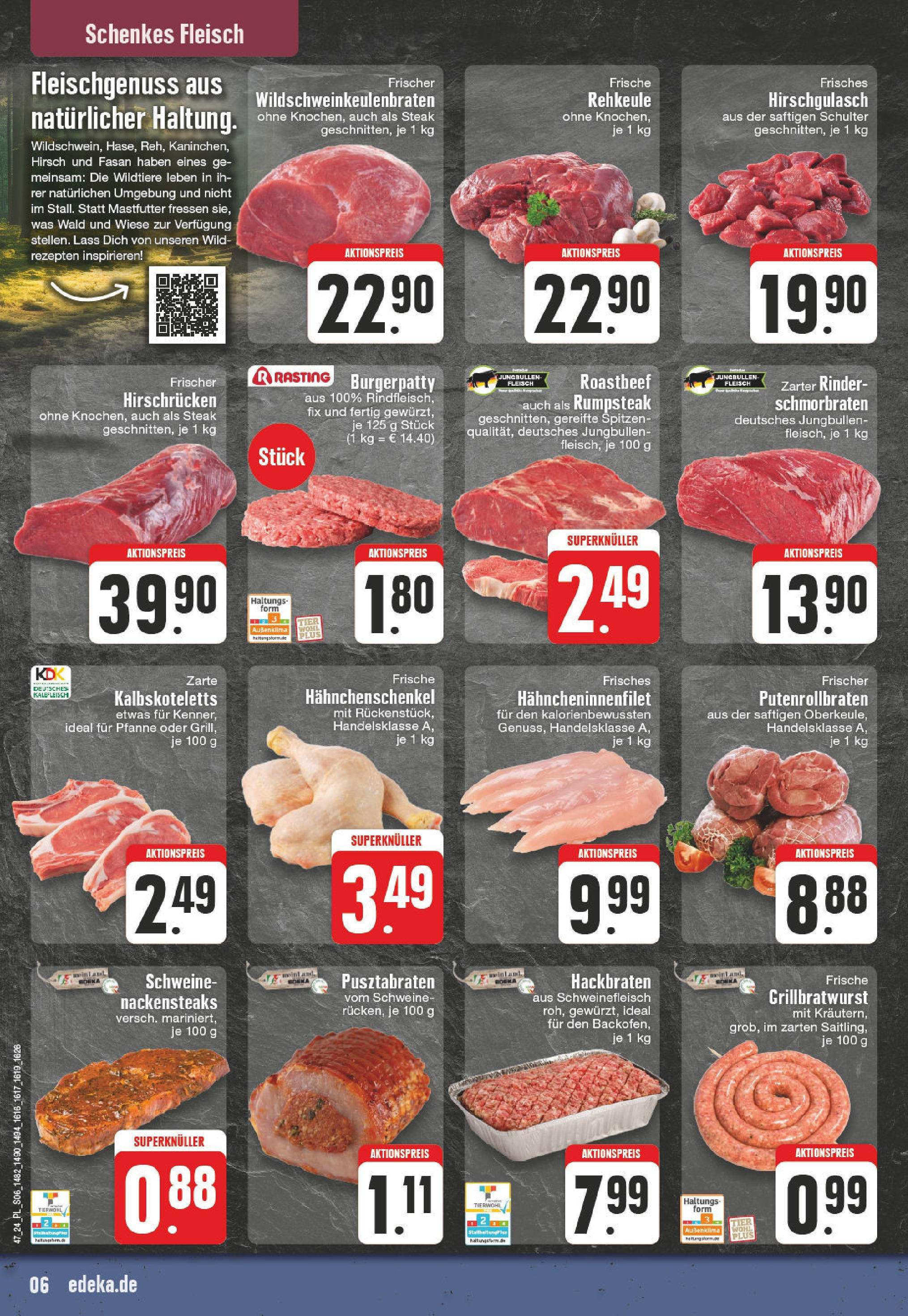 Edeka - E center: Wochenangebote (ab 17.11.2024) » Angebote Online | Seite: 6 | Produkte: Nackensteaks, Rumpsteak, Hahnchenschenkel, Steak