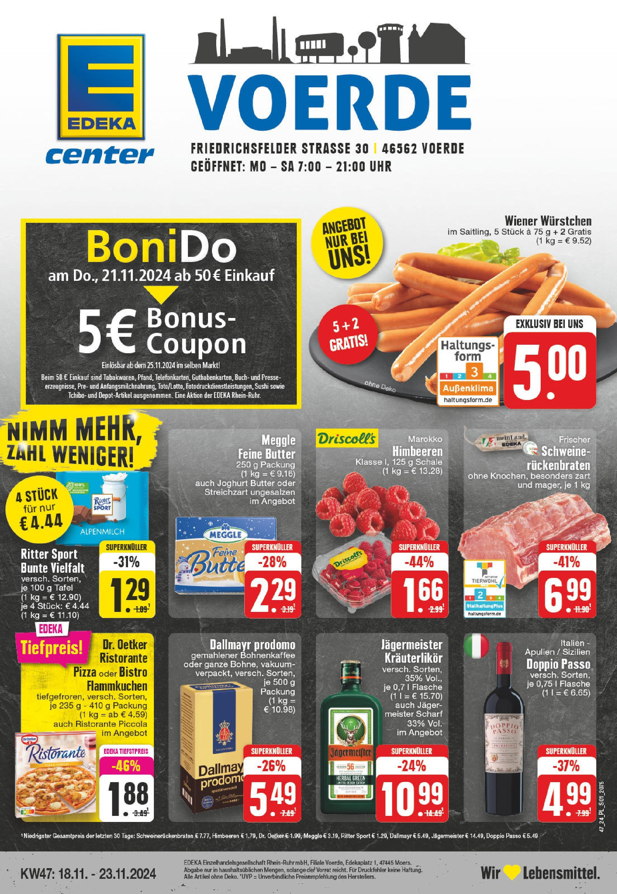 Edeka - E center: Wochenangebote (ab 17.11.2024) » Angebote Online | Seite: 1 | Produkte: Joghurt, Dallmayr, Jägermeister, Dallmayr prodomo