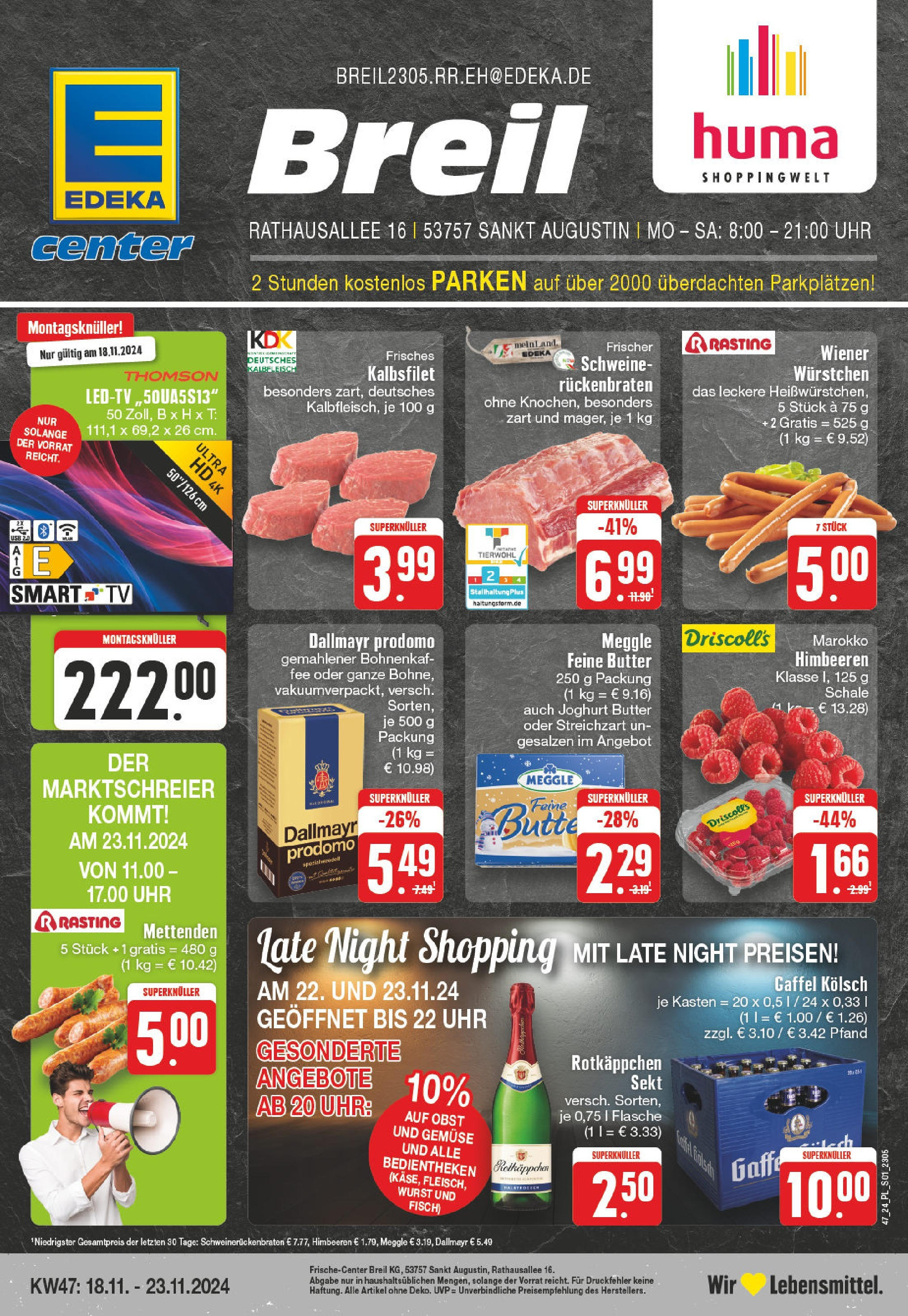 Edeka - E center: Wochenangebote (ab 17.11.2024) » Angebote Online | Seite: 1 | Produkte: Himbeeren, Sekt, Smart TV, Uhr