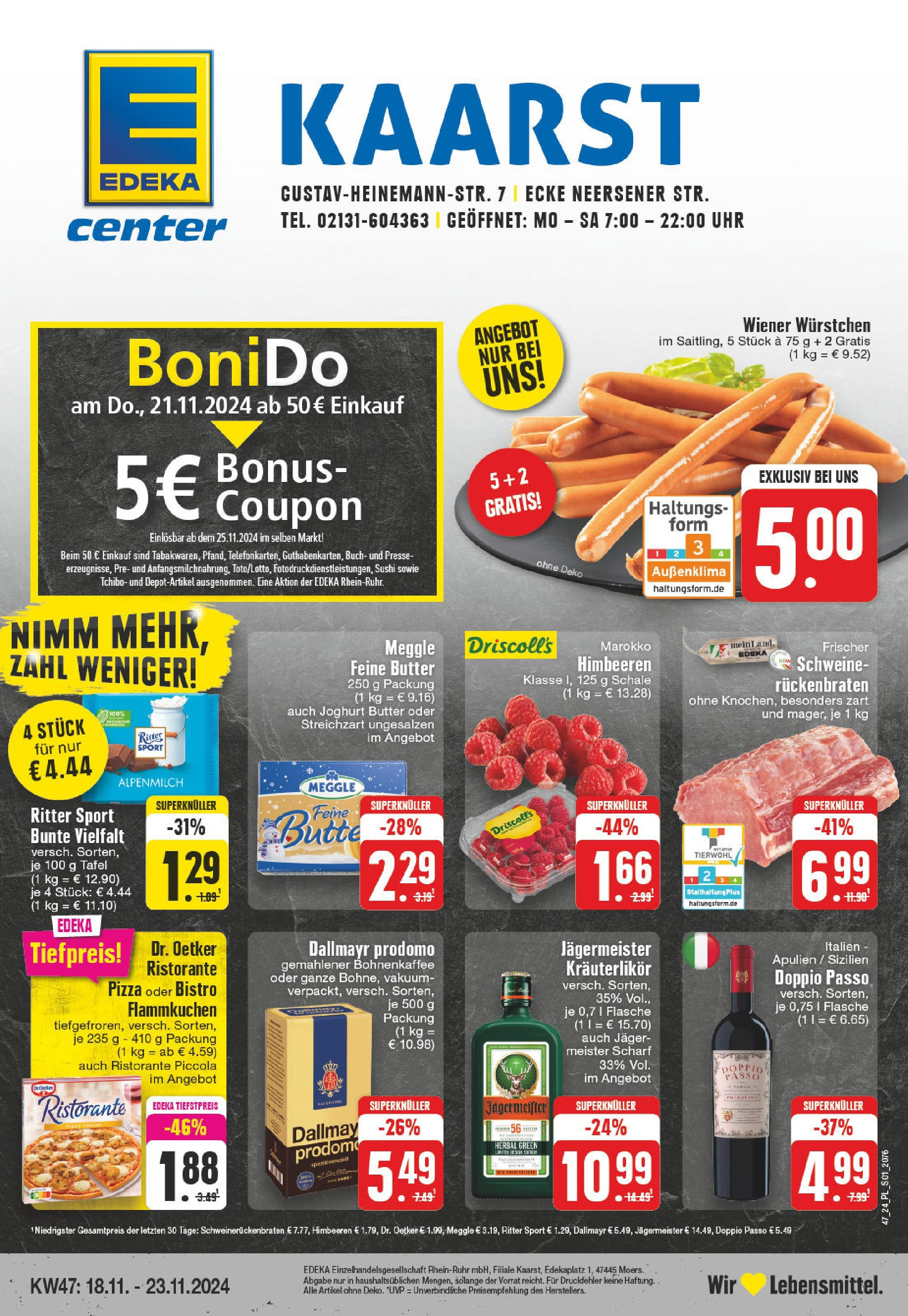 Edeka - E center: Wochenangebote (ab 17.11.2024) » Angebote Online | Seite: 1 | Produkte: Ristorante, Butter, Joghurt, Ritter sport