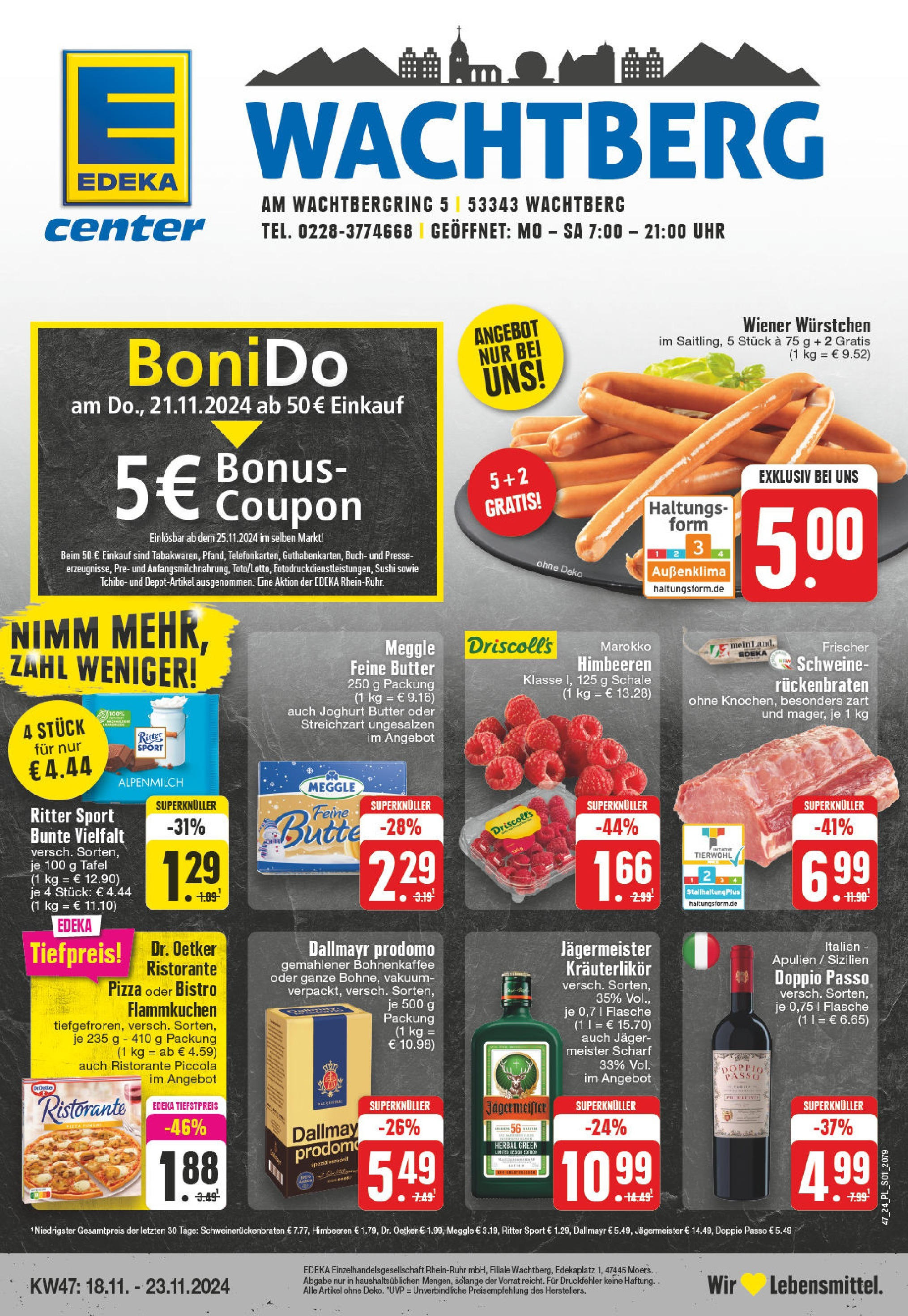 Edeka - E center: Wochenangebote (ab 17.11.2024) » Angebote Online | Seite: 1 | Produkte: Butter, Joghurt, Ritter sport, Jägermeister