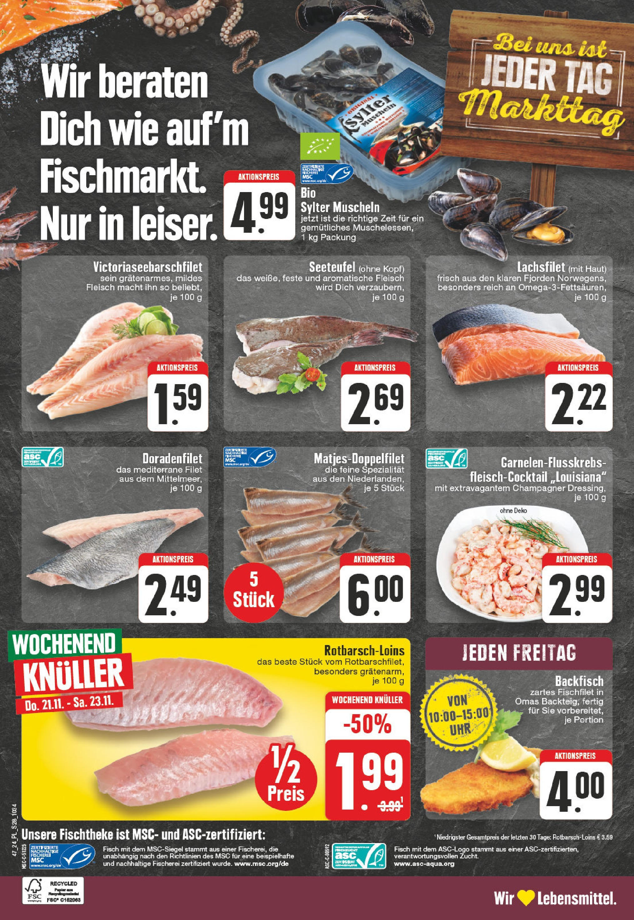 Edeka - E center: Wochenangebote (ab 17.11.2024) » Angebote Online | Seite: 28 | Produkte: Fisch, Fleisch