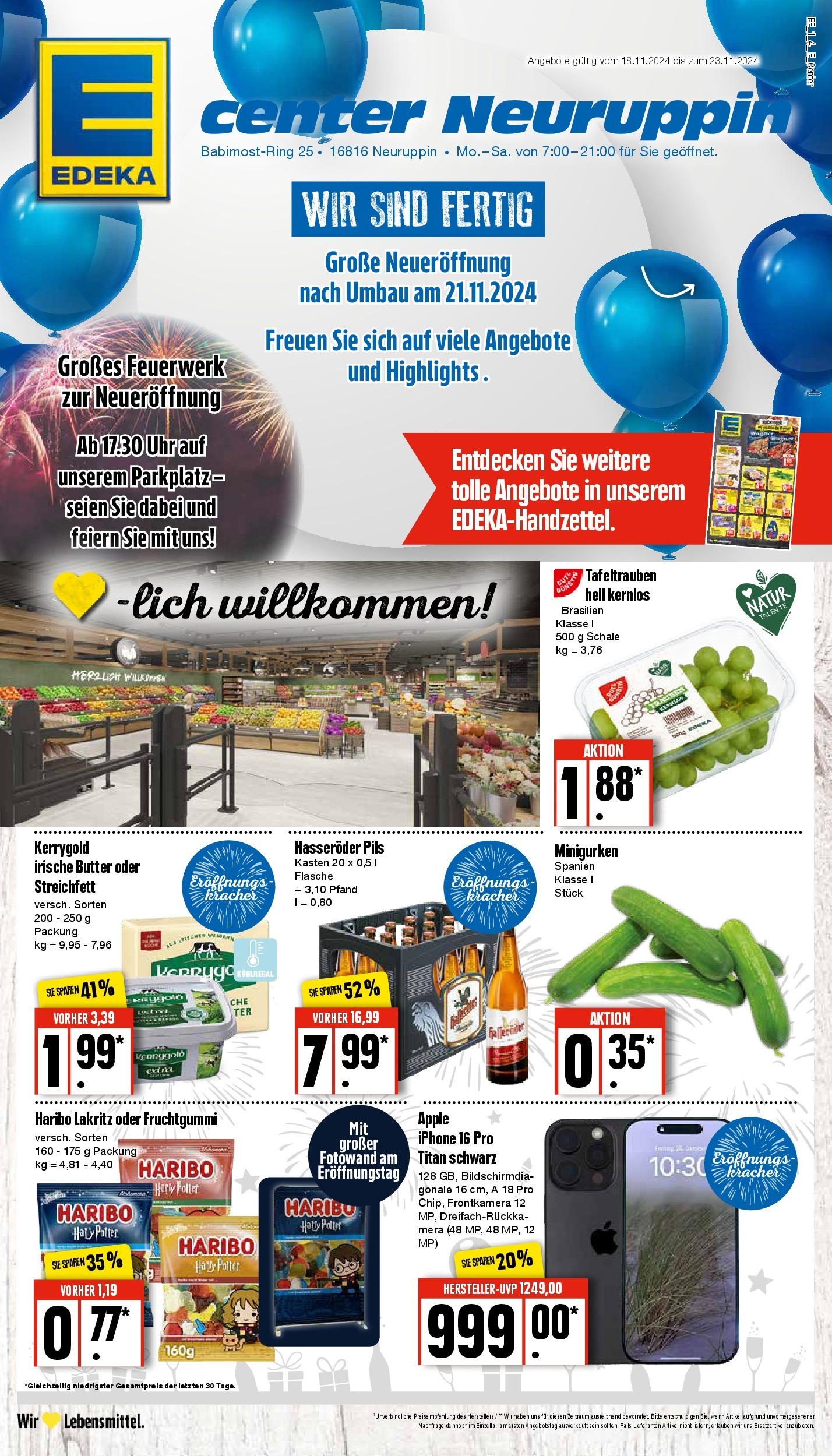 Edeka - EDEKA: Wochenangebote (ab 17.11.2024) » Angebote Online | Seite: 1 | Produkte: Butter, Pils, Iphone, Apple