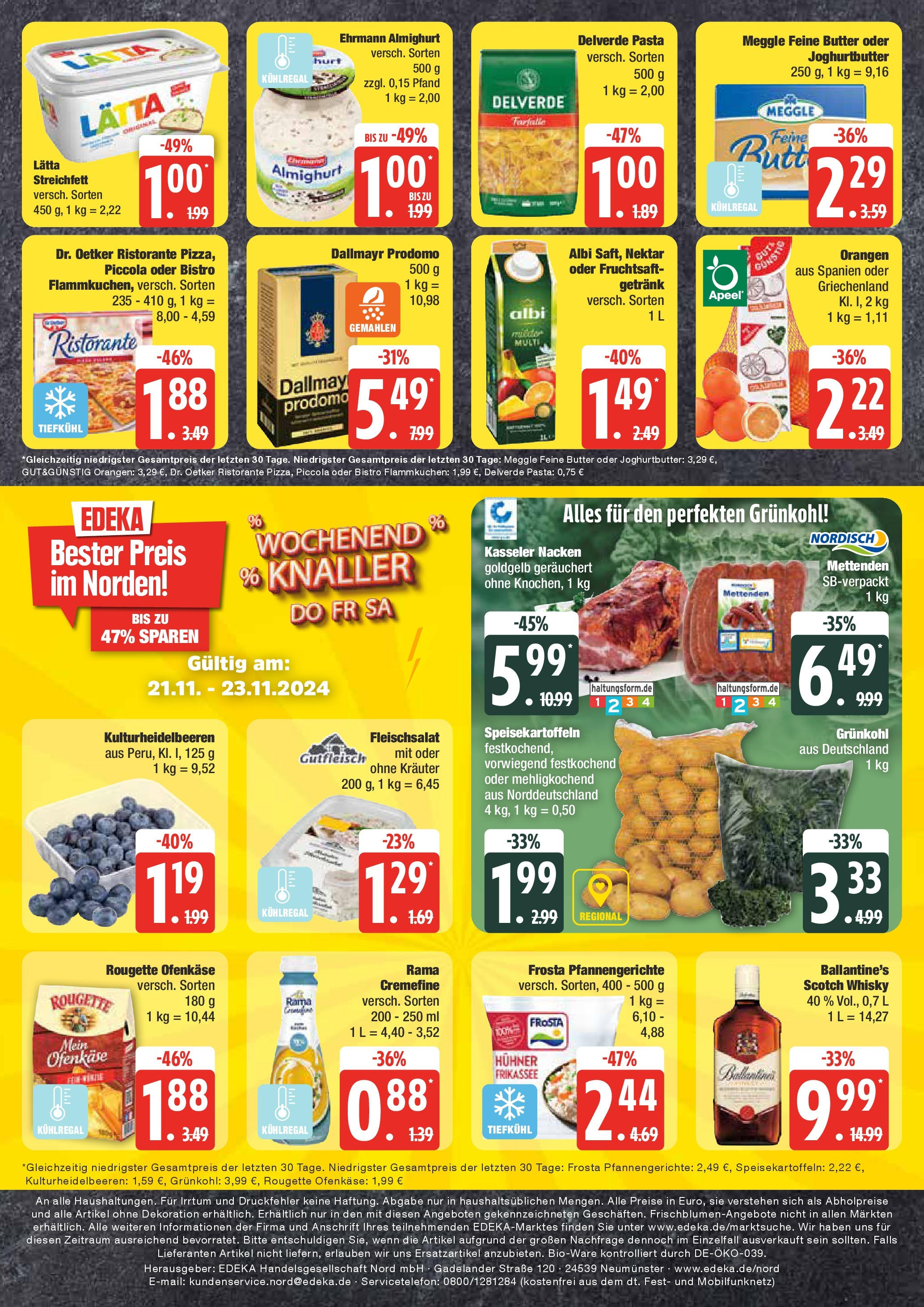 Edeka - EDEKA: Wochenangebote (ab 17.11.2024) » Angebote Online | Seite: 20 | Produkte: Butter, Rougette ofenkase, Lätta, Pasta