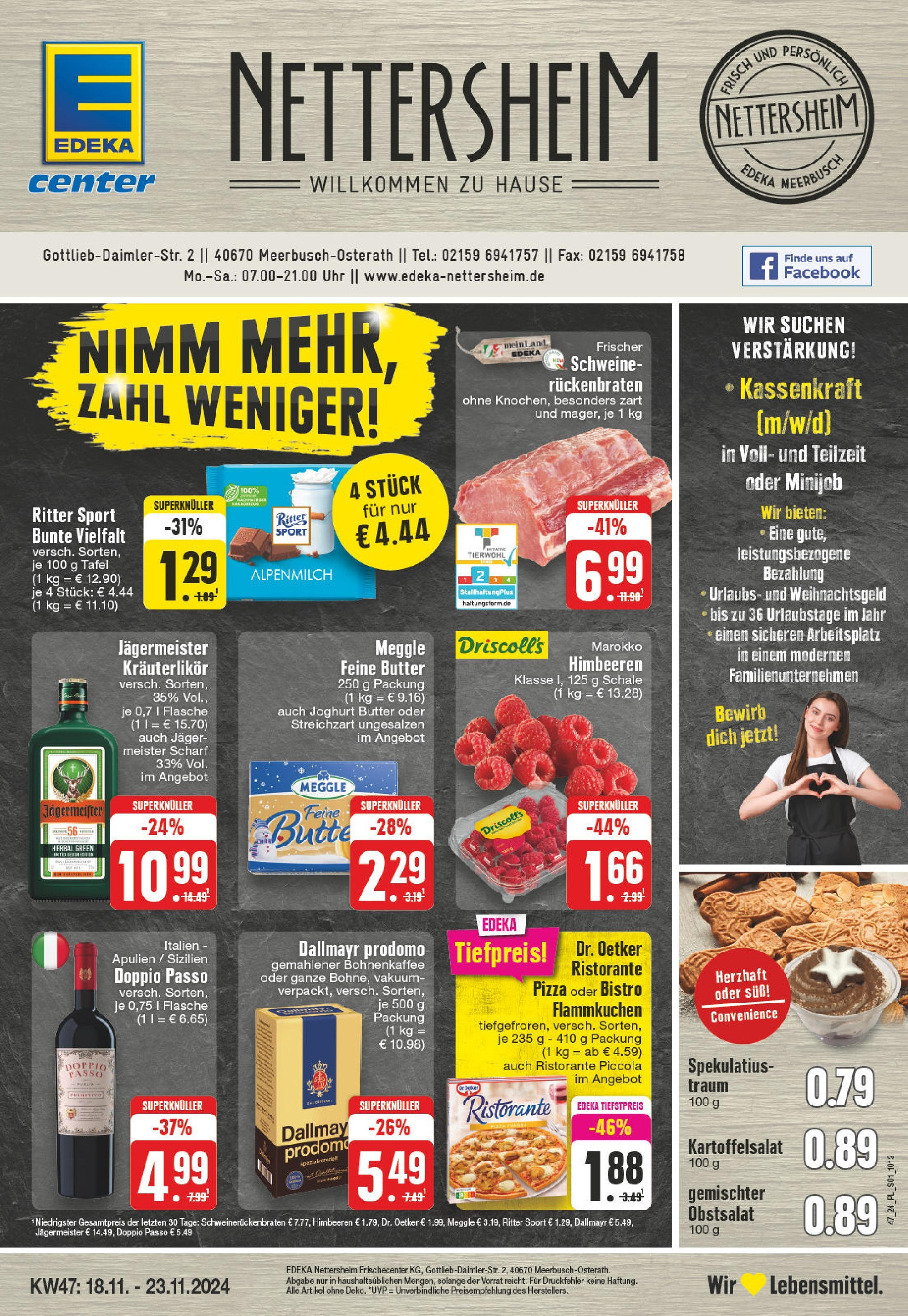 Edeka - E center: Wochenangebote (ab 17.11.2024) » Angebote Online | Seite: 1 | Produkte: Himbeeren, Joghurt, Doppio Passo, Dallmayr prodomo