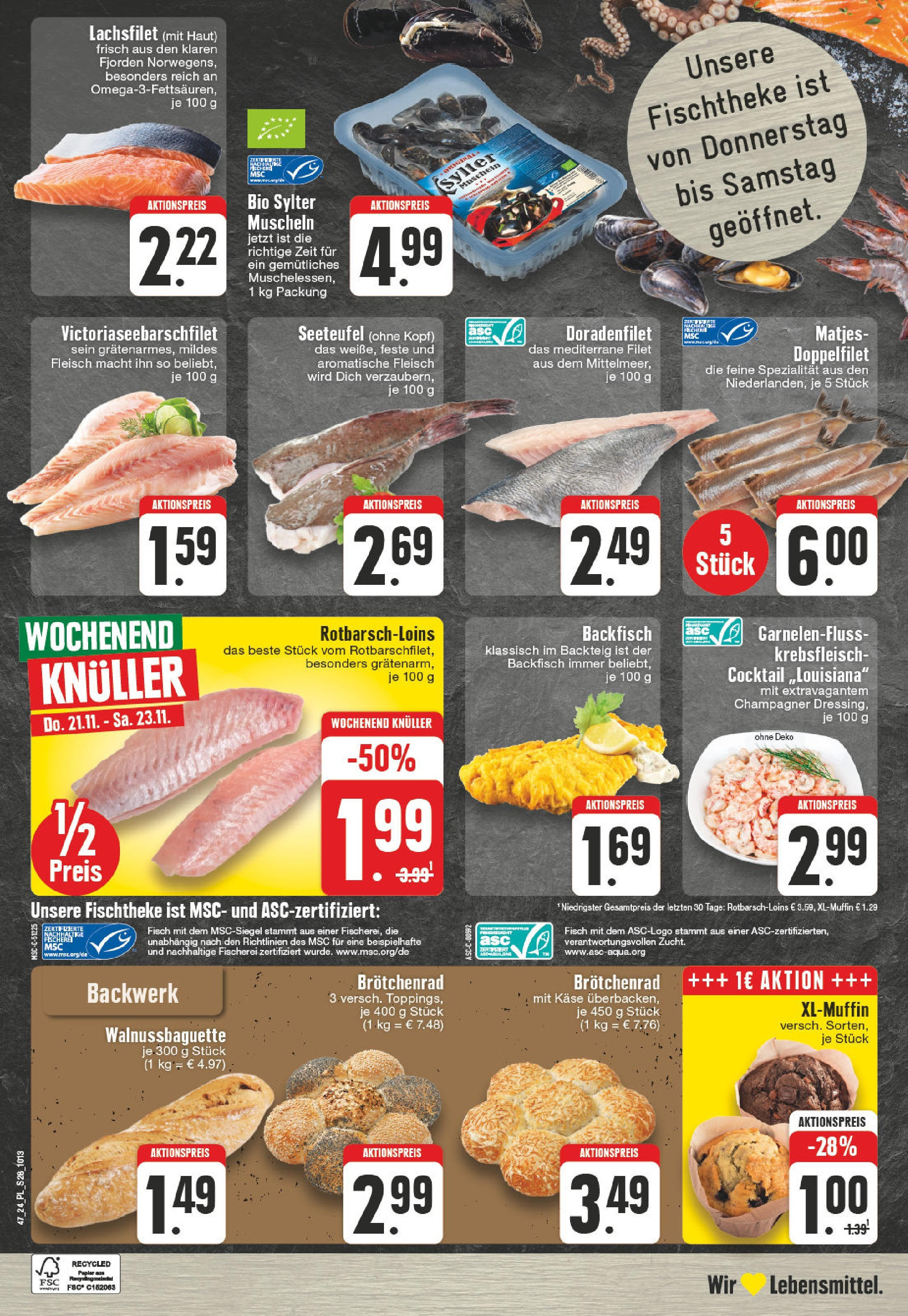 Edeka - E center: Wochenangebote (ab 17.11.2024) » Angebote Online | Seite: 28 | Produkte: Käse, Fisch, Fleisch