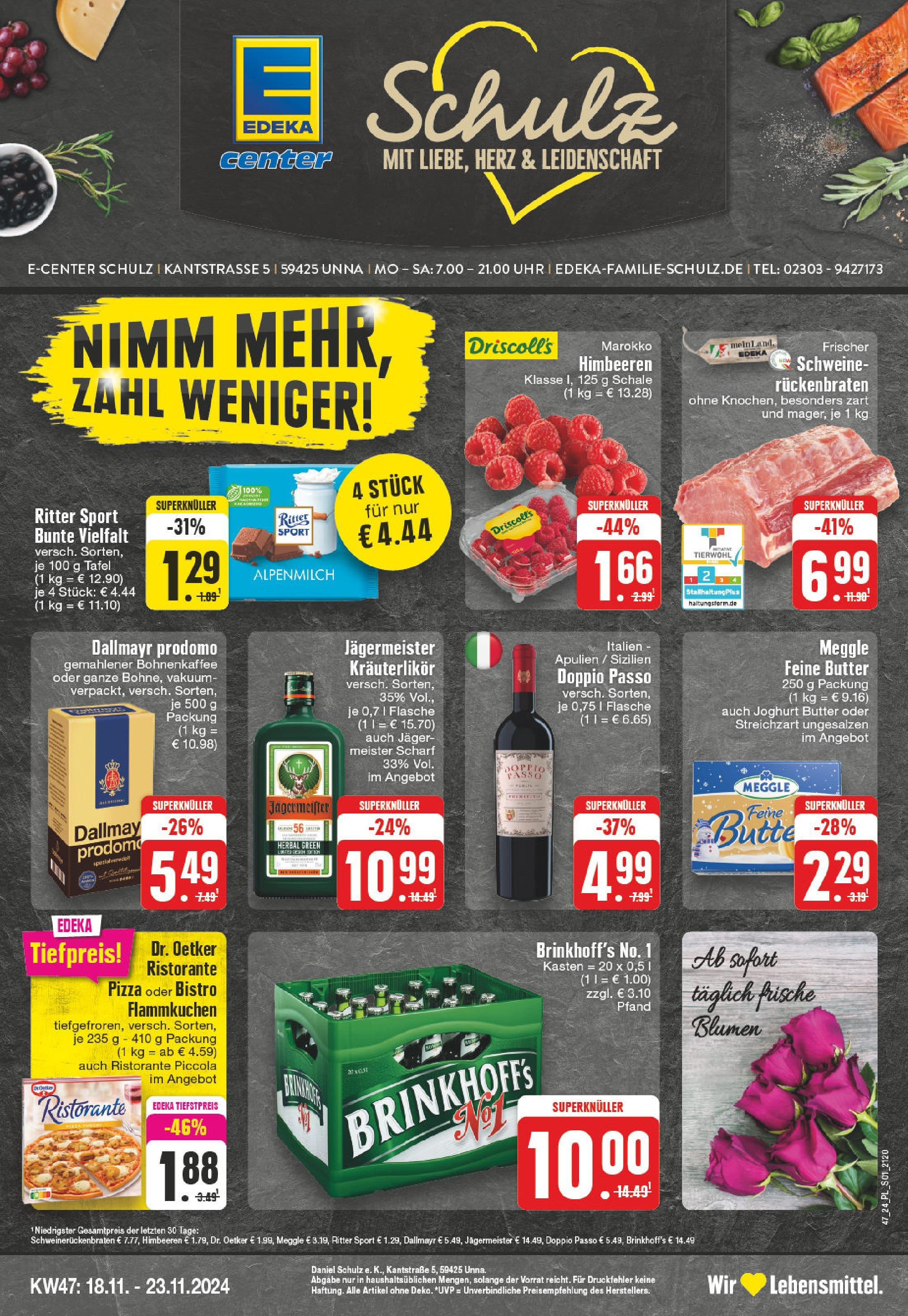 Edeka - E center: Wochenangebote (ab 17.11.2024) » Angebote Online | Seite: 1 | Produkte: Ristorante, Dallmayr, Pizza, Uhr