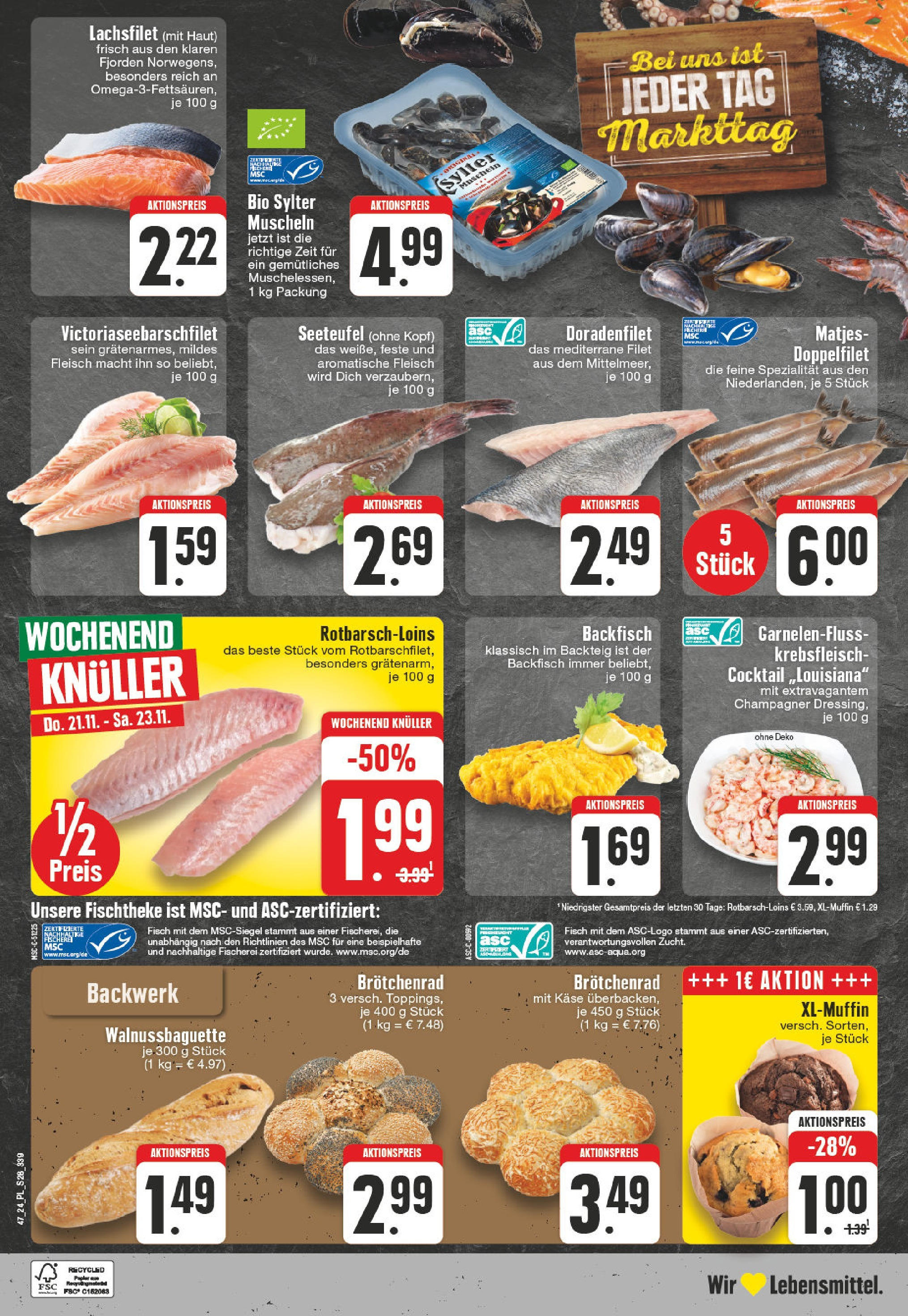 Edeka - E center: Wochenangebote (ab 17.11.2024) » Angebote Online | Seite: 28 | Produkte: Käse, Fisch, Fleisch