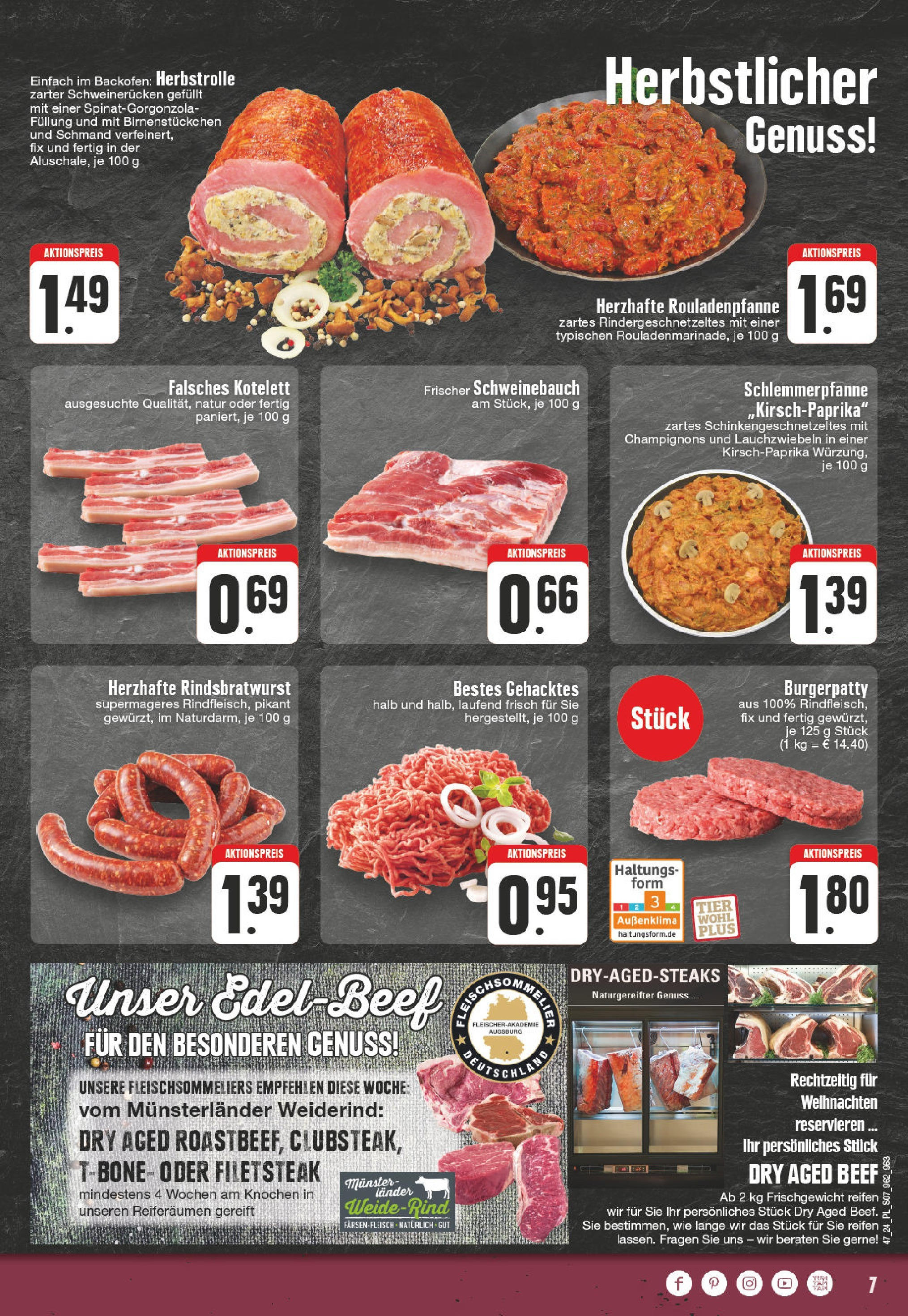 Edeka - E center: Wochenangebote (ab 17.11.2024) » Angebote Online | Seite: 7 | Produkte: Schweinebauch, Champignons, Backofen, Schweinerucken