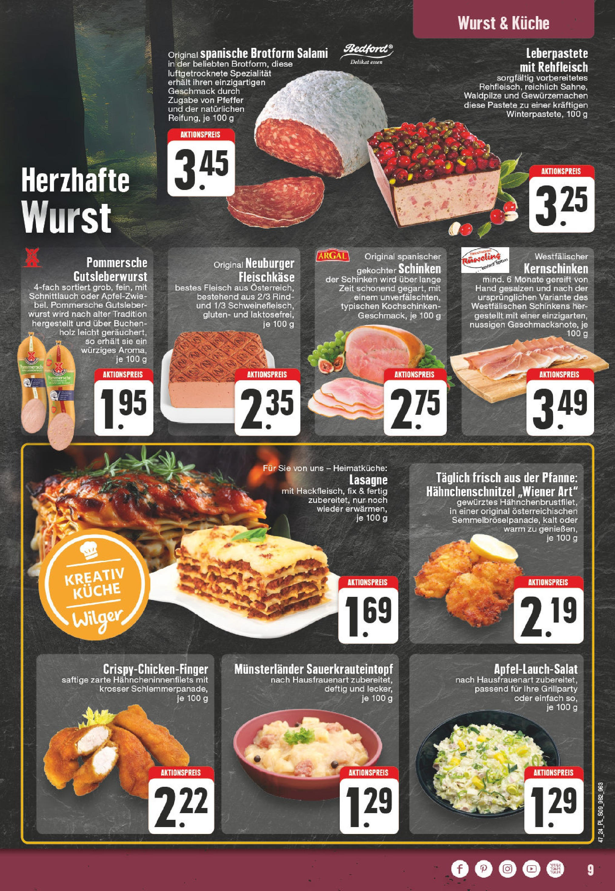 Edeka - E center: Wochenangebote (ab 17.11.2024) » Angebote Online | Seite: 9 | Produkte: Küche, Pfeffer, Salami, Schinken