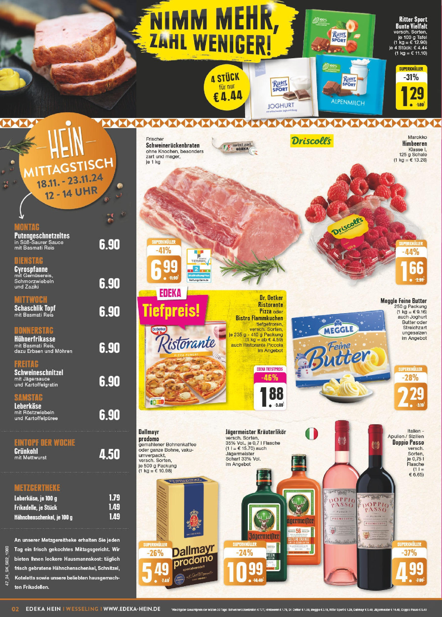 Edeka - E center: Wochenangebote (ab 17.11.2024) » Angebote Online | Seite: 2 | Produkte: Ristorante, Joghurt, Ritter sport, Leberkase