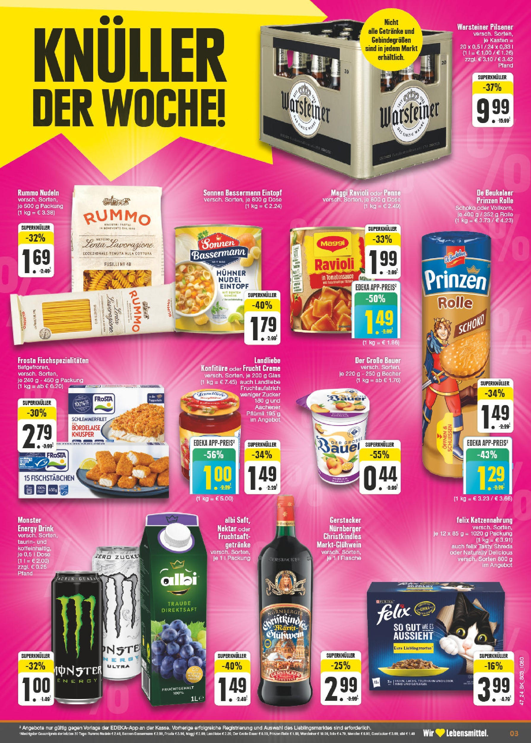 Edeka - E center: Wochenangebote (ab 17.11.2024) » Angebote Online | Seite: 3 | Produkte: Energy, Fischstabchen, Pasta, Nudeln