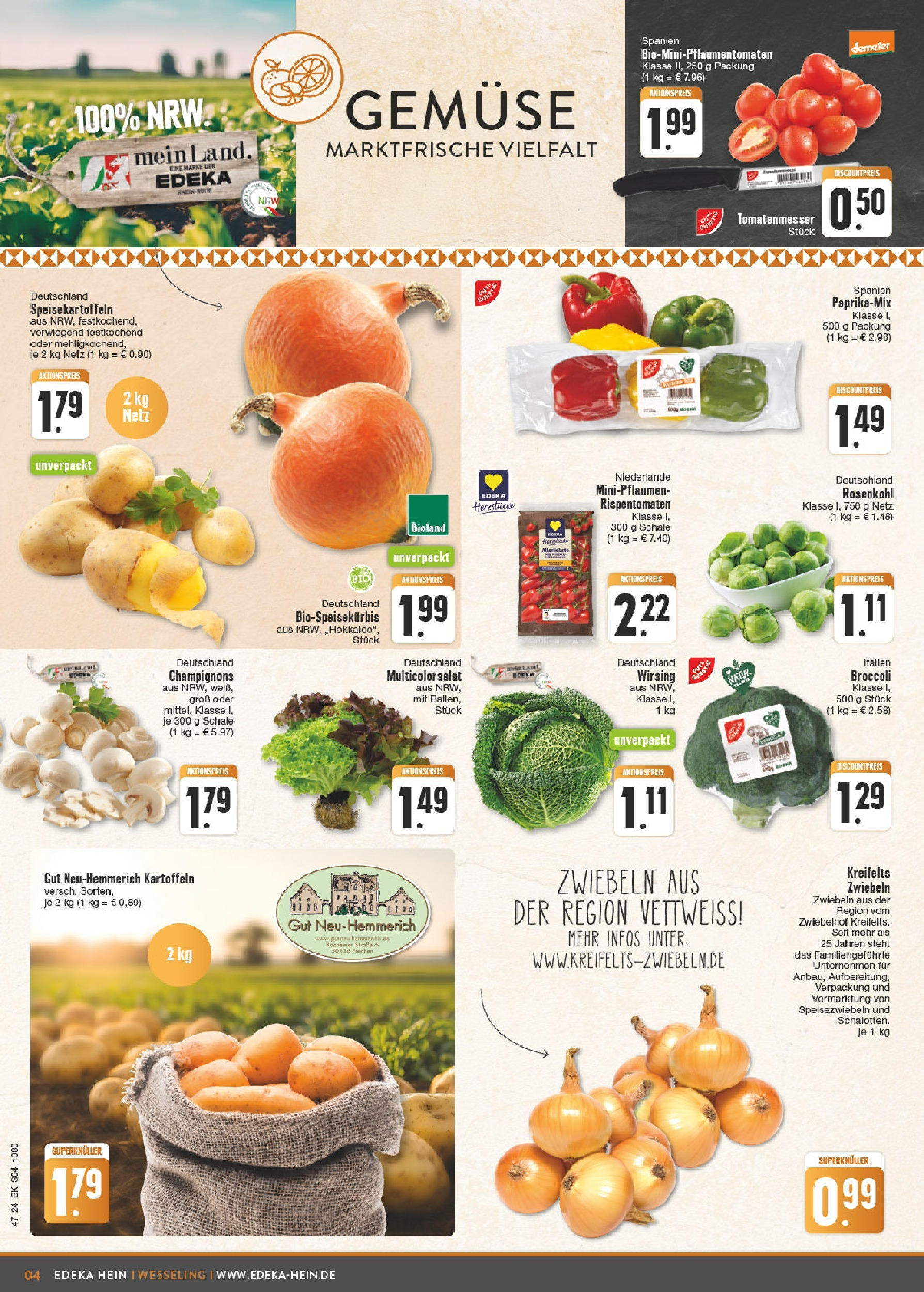 Edeka - E center: Wochenangebote (ab 17.11.2024) » Angebote Online | Seite: 4 | Produkte: Champignons, Kartoffeln, Zwiebeln, Gemüse