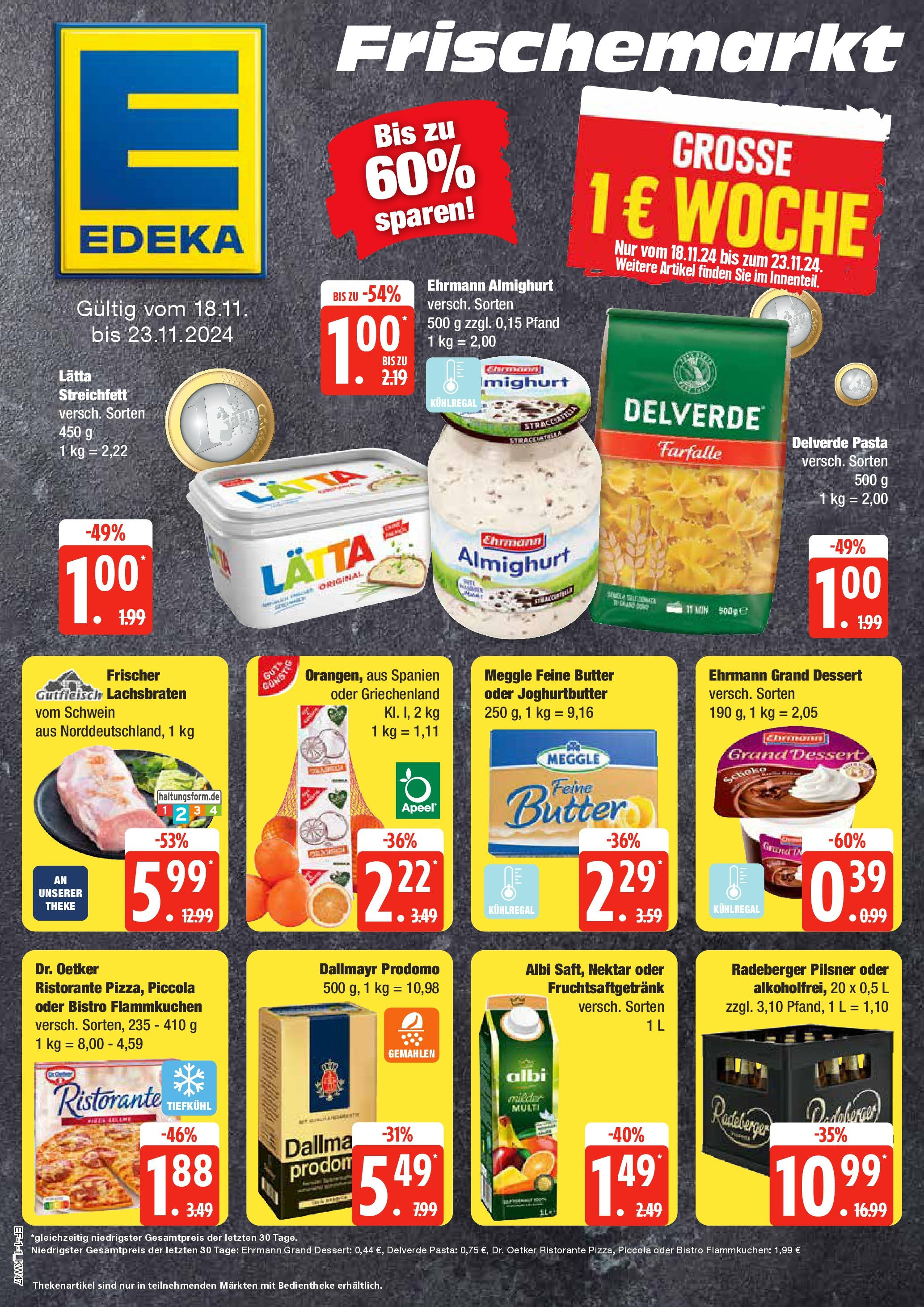 Edeka - EDEKA: Wochenangebote (ab 17.11.2024) » Angebote Online | Seite: 1 | Produkte: Ehrmann almighurt, Dallmayr, Dallmayr prodomo, Radeberger pilsner