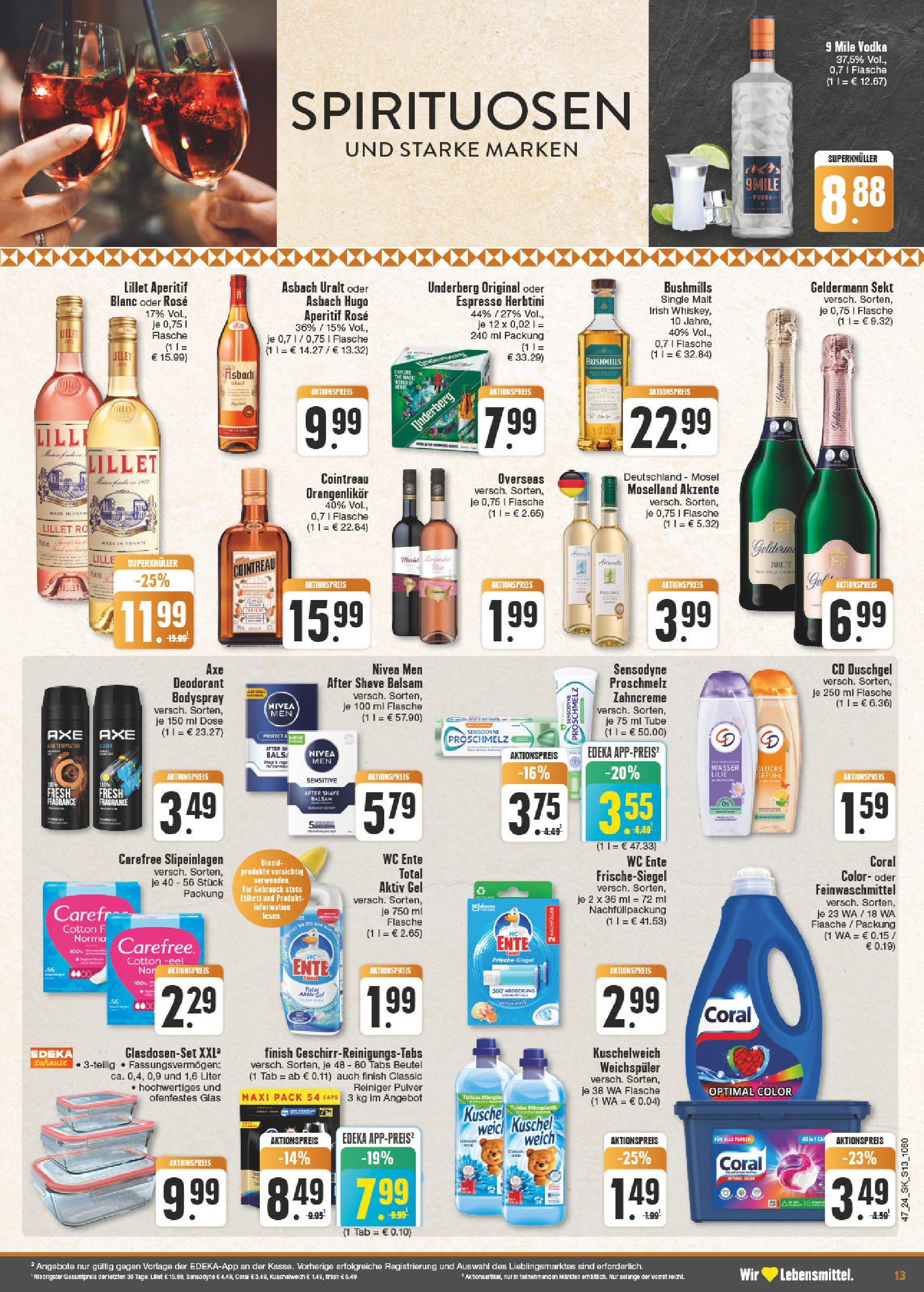 Edeka - E center: Wochenangebote (ab 17.11.2024) » Angebote Online | Seite: 13 | Produkte: Sekt, Kuschelweich, Duschgel, Deodorant