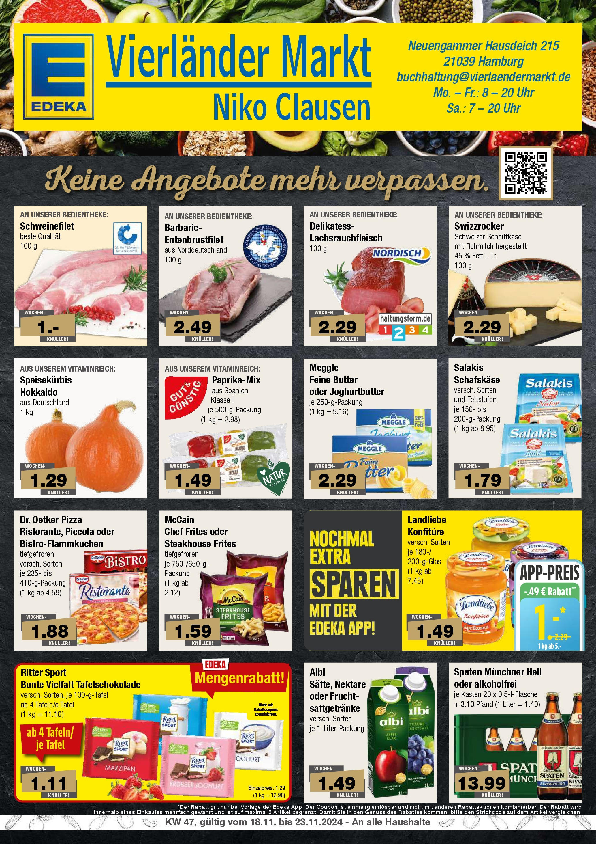 Edeka - EDEKA: Wochenangebote (ab 17.11.2024) » Angebote Online | Seite: 1 | Produkte: Ristorante, Ritter sport, Schweinefilet, Pizza