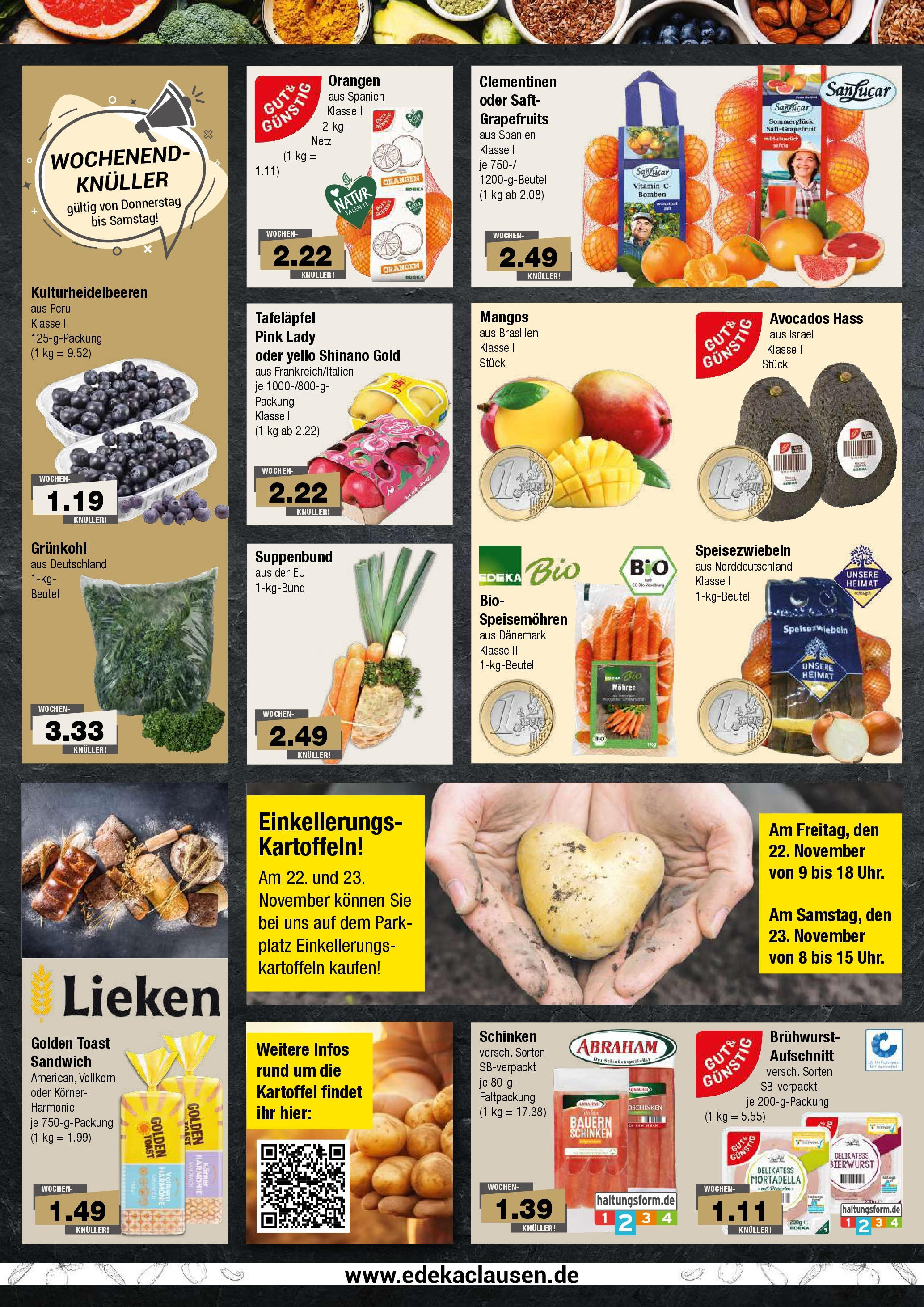 Edeka - EDEKA: Wochenangebote (ab 17.11.2024) » Angebote Online | Seite: 2 | Produkte: Toast, Orangen, Kartoffeln, Schinken