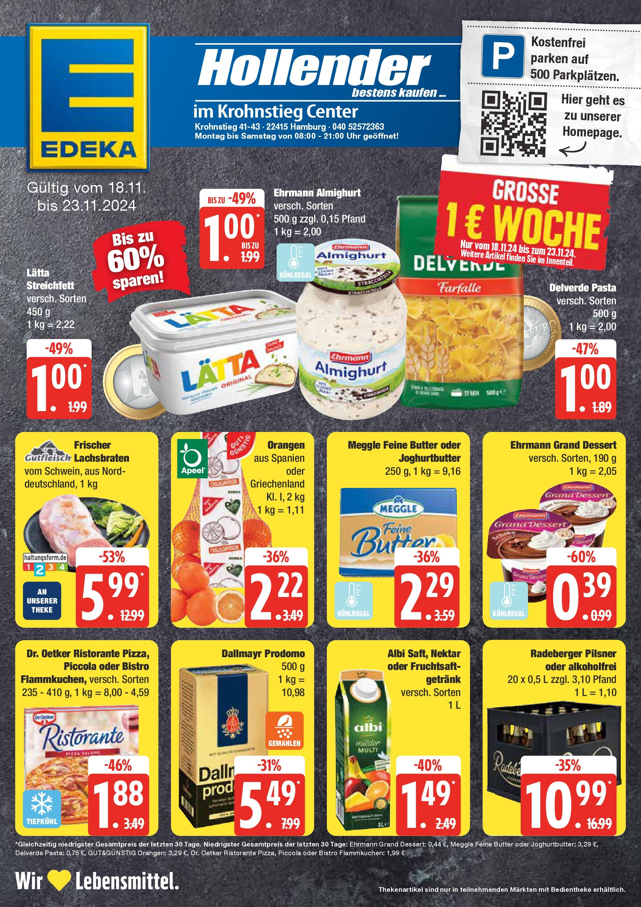 Edeka - EDEKA: Wochenangebote (ab 17.11.2024) » Angebote Online | Seite: 1 | Produkte: Ehrmann almighurt, Butter, Dallmayr, Dallmayr prodomo